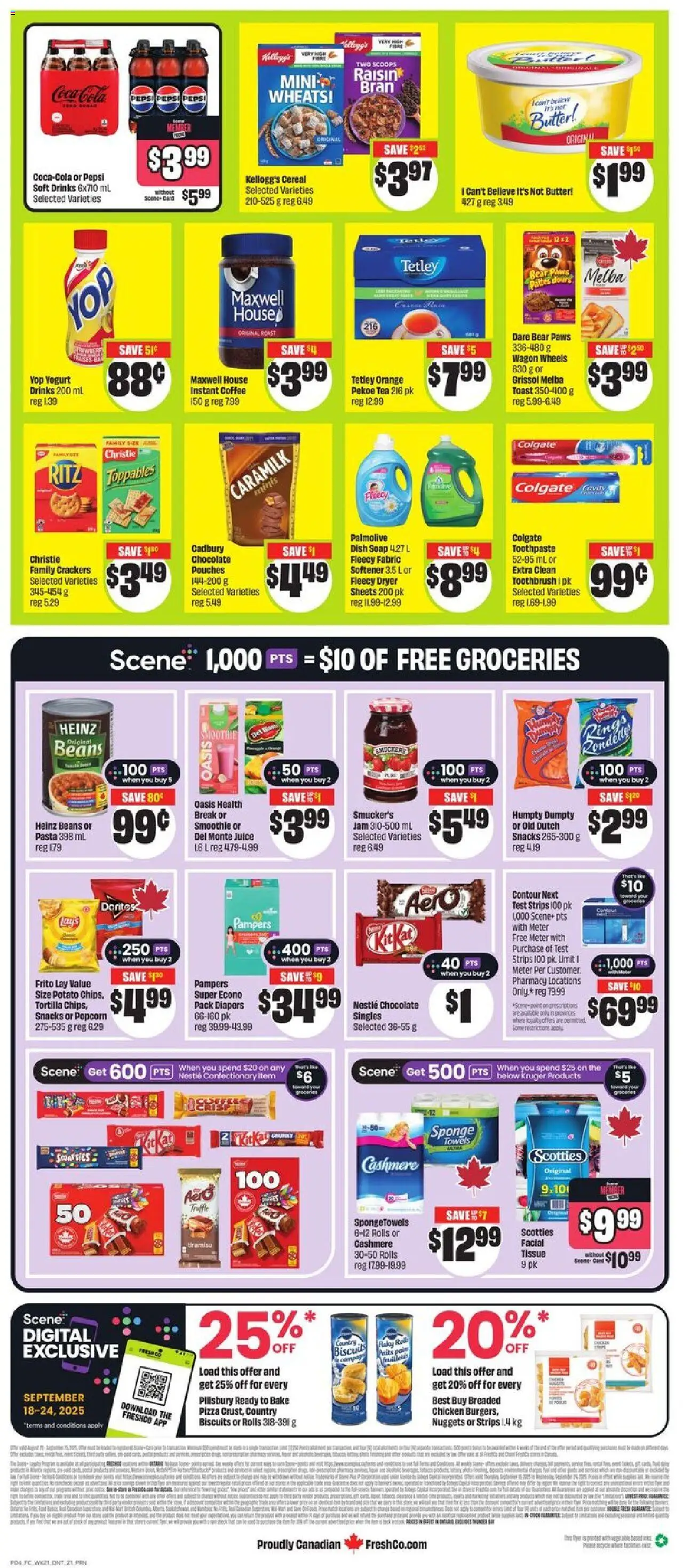 FreshCo flyer valid from 18.09.2025 | Page: 2 | Products: Tea, Coffee, Juice, Chicken
