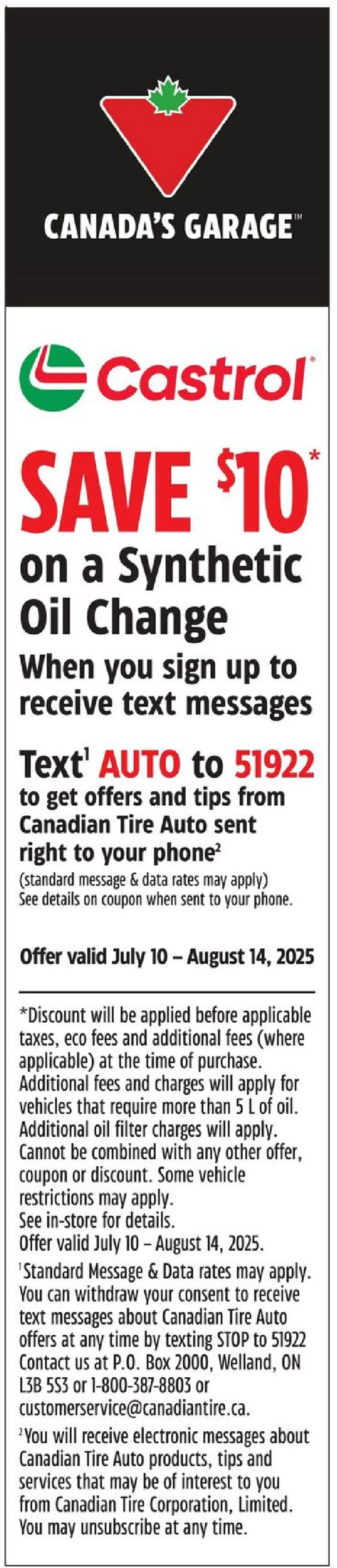 Canadian Tire flyer valid from 07.08.2025 | Page: 23 | Products: Box, Oil
