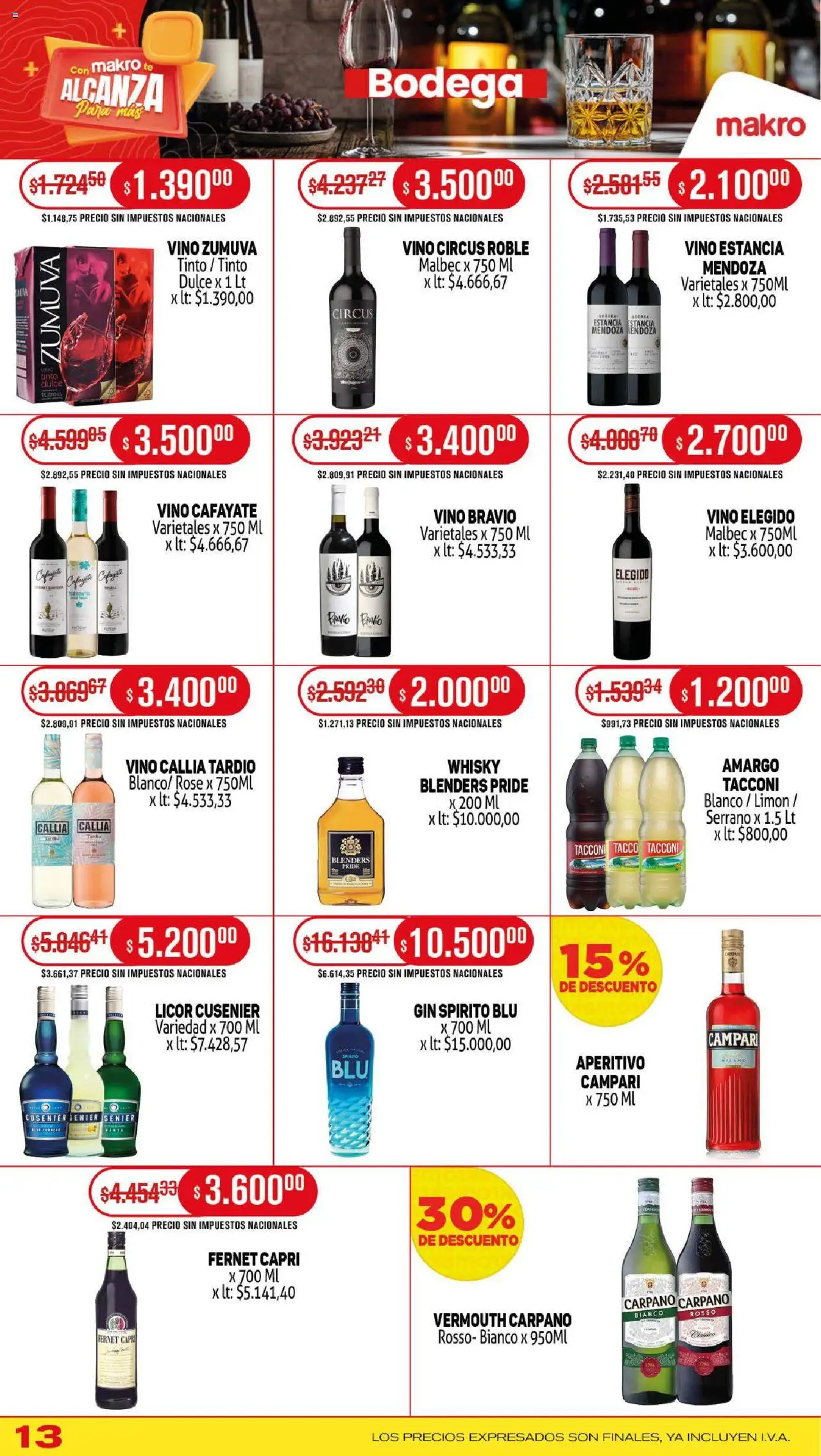 Makro - Ofertas │ válido desde el 11.09.2025 | Página: 14 | Productos: Whisky, Limón, Vino, Té