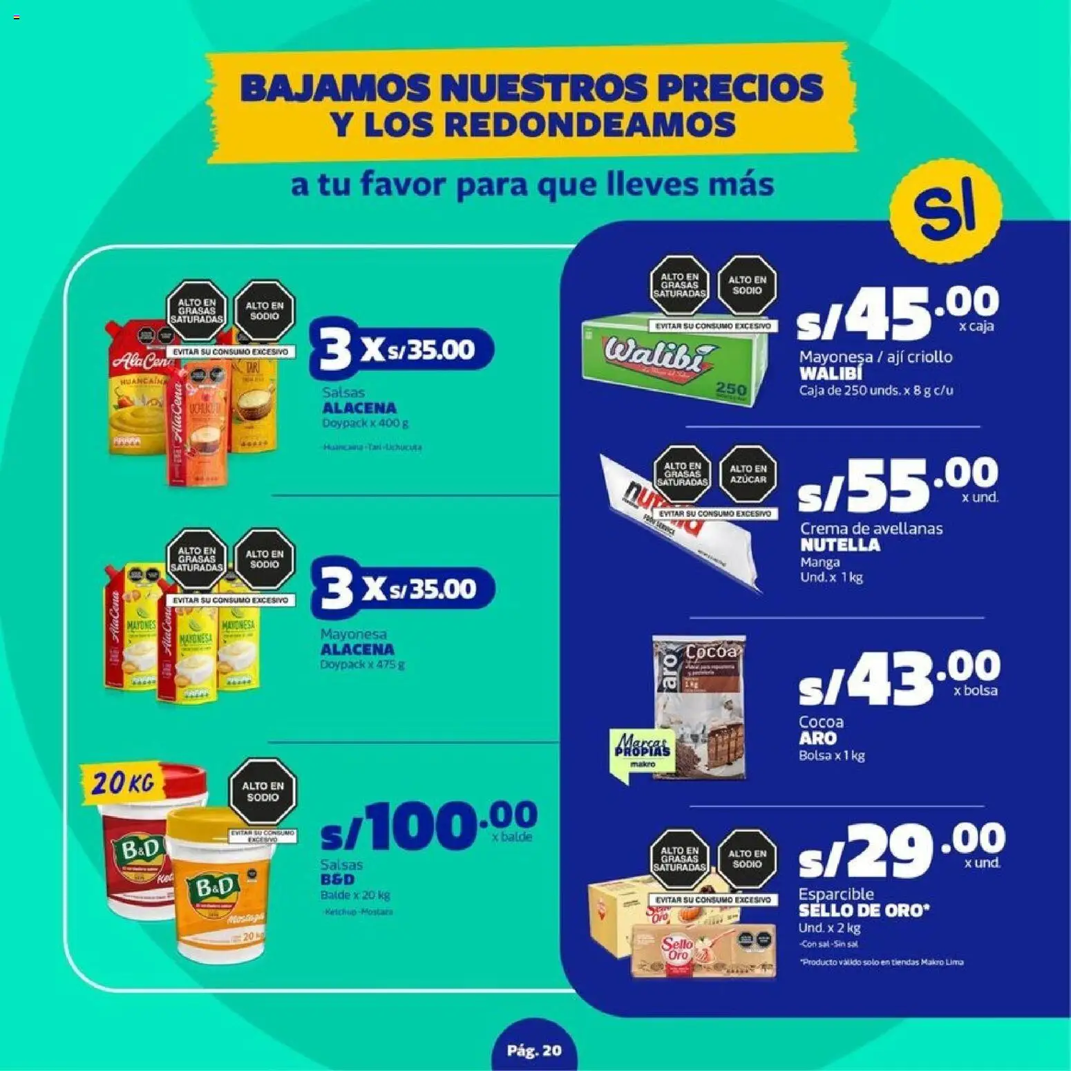 Catálogo Makro válido desde 23.04.2026 | Página: 20 | Productos: Caja, Crema, Bolsa