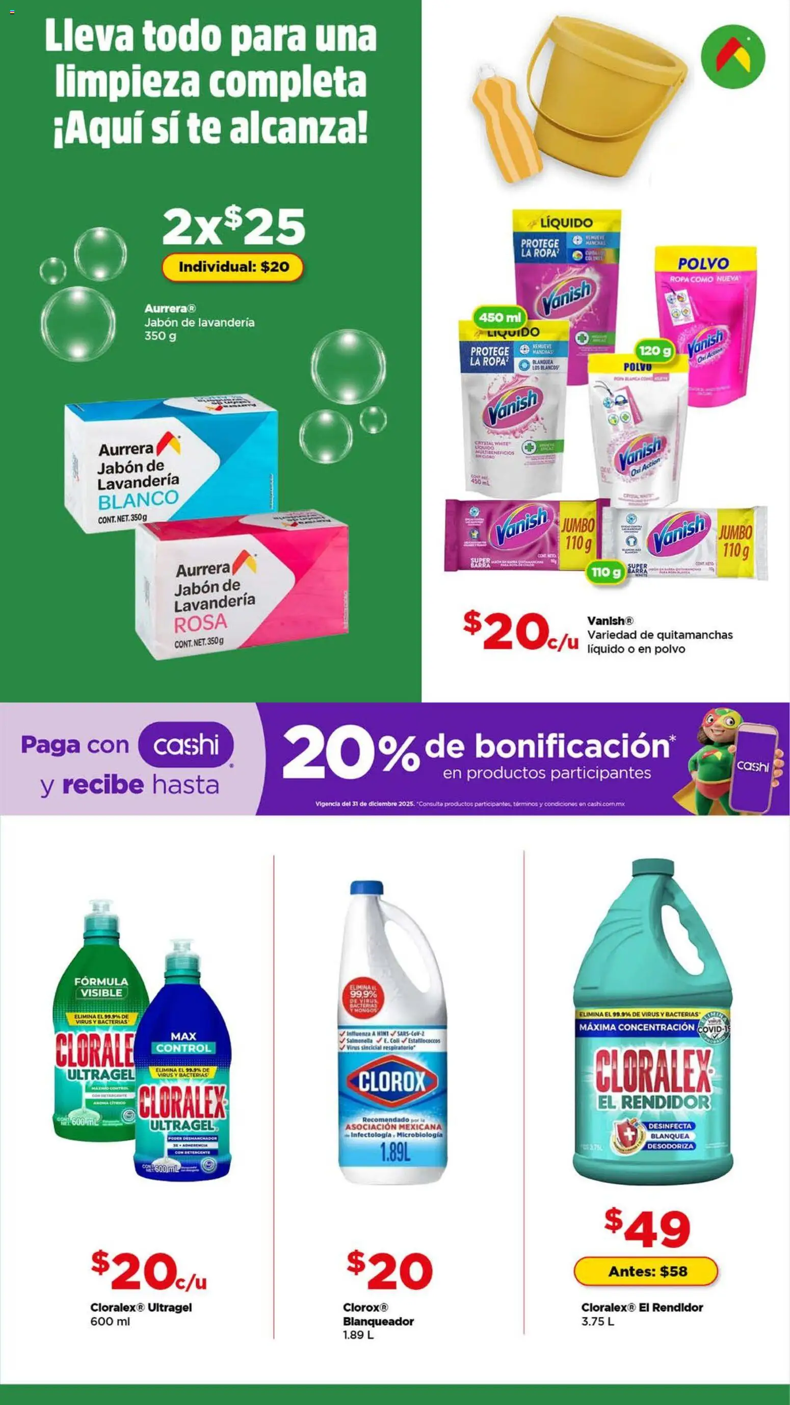 Nuevas ofertas de Bodega Aurrerá válidas en toda la República Mexicana desde el 26.12.2025. ¡Encuentra las mejores ofertas en Bodega Aurrerá folleto Feria de la limpieza! | Página: 3 | Productos: Hongos, Cloro, Barra, Jabón