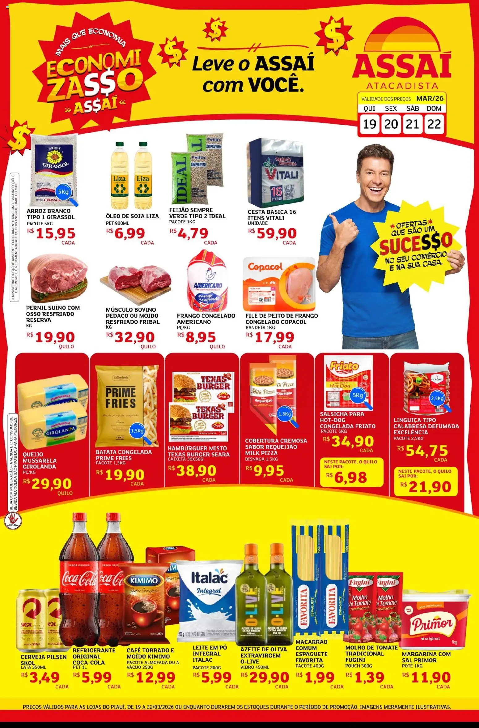 Assaí Atacadista ofertas - PI Folheto - válido de 19.03.2026 | Página: 1 | Produtos: Almofada, Salsicha, Friato, Bandeja