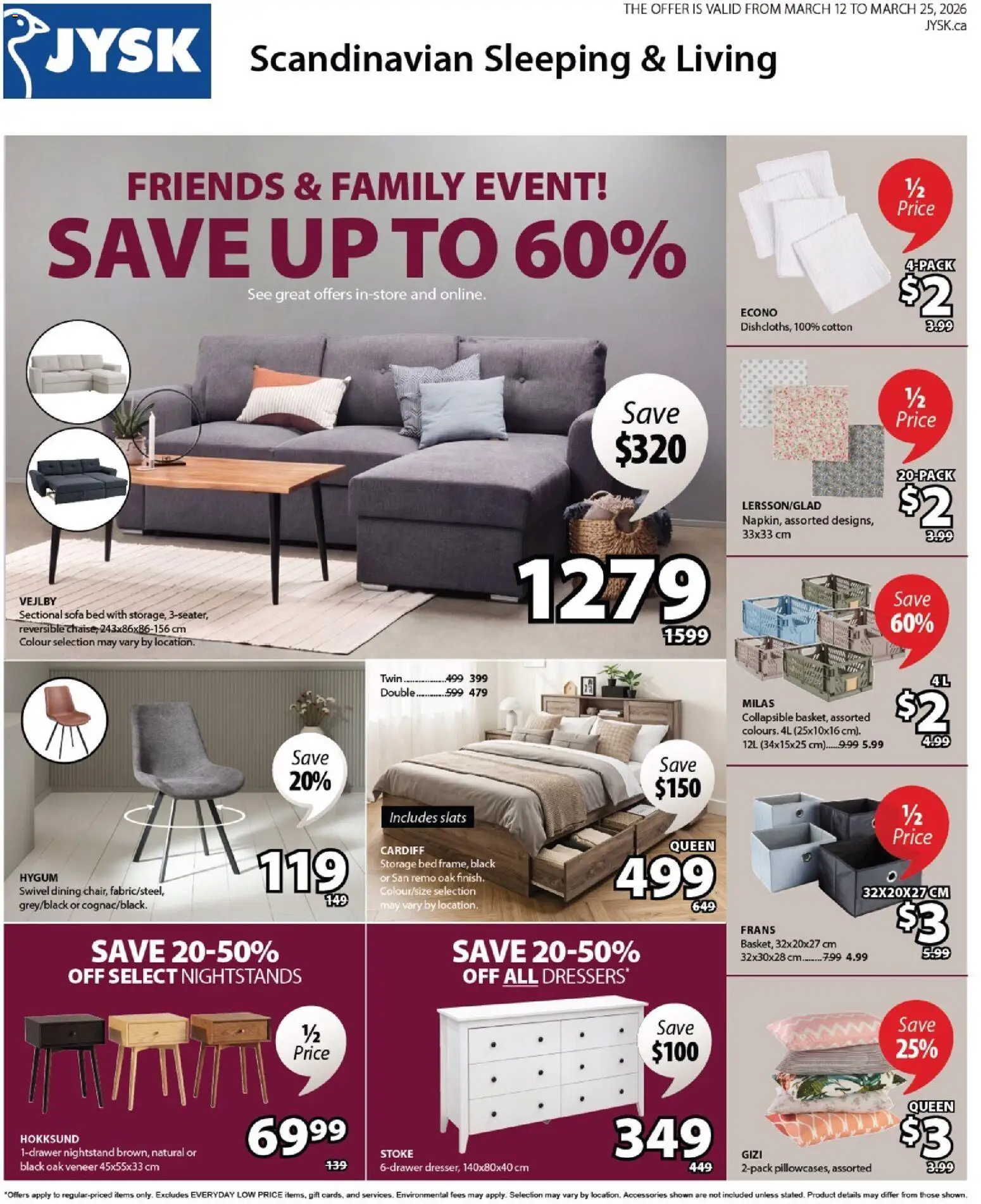 JYSK flyer valid from 12.03.2026 | Page: 1 | Products: Bed, Sofa