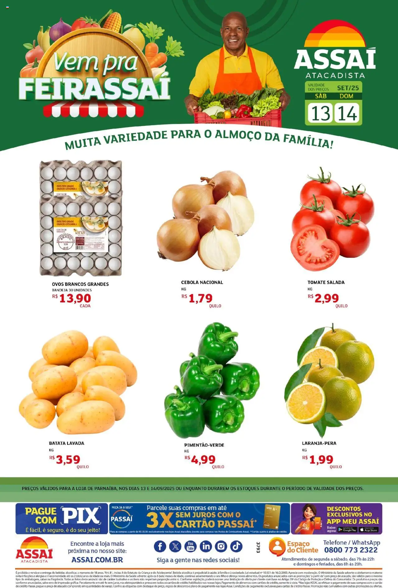 Assaí Atacadista Folheto - válido de 13.09.2025 | Página: 1 | Produtos: Cebola, Base, Salada, Batata
