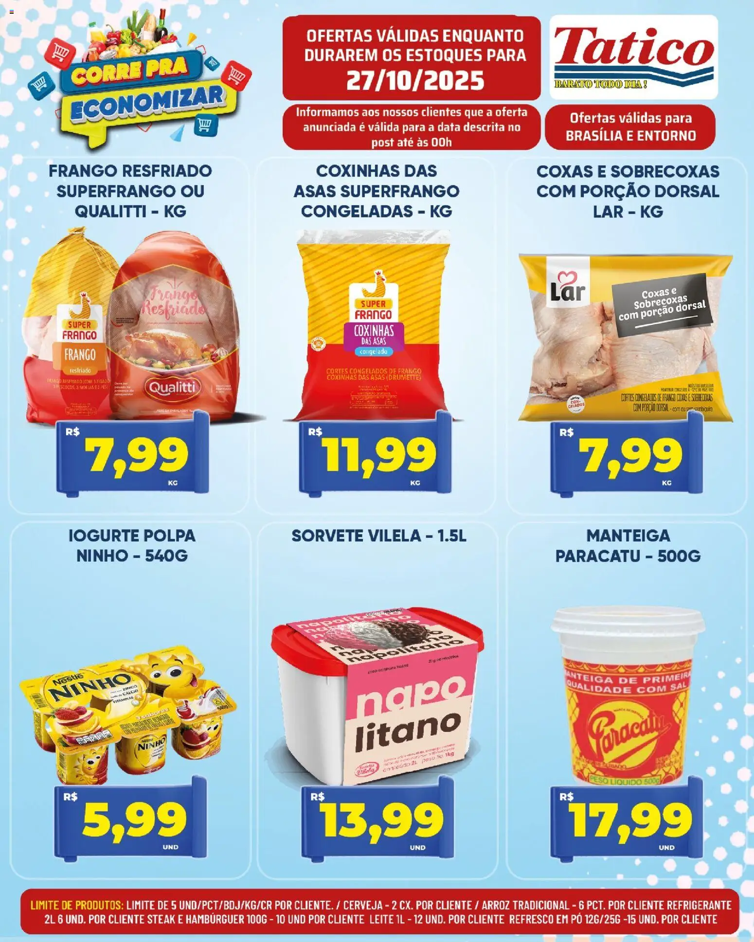Tatico Folheto - válido de 27.10.2025 | Página: 9 | Produtos: Manteiga, Arroz, Cálcio, Hambúrguer