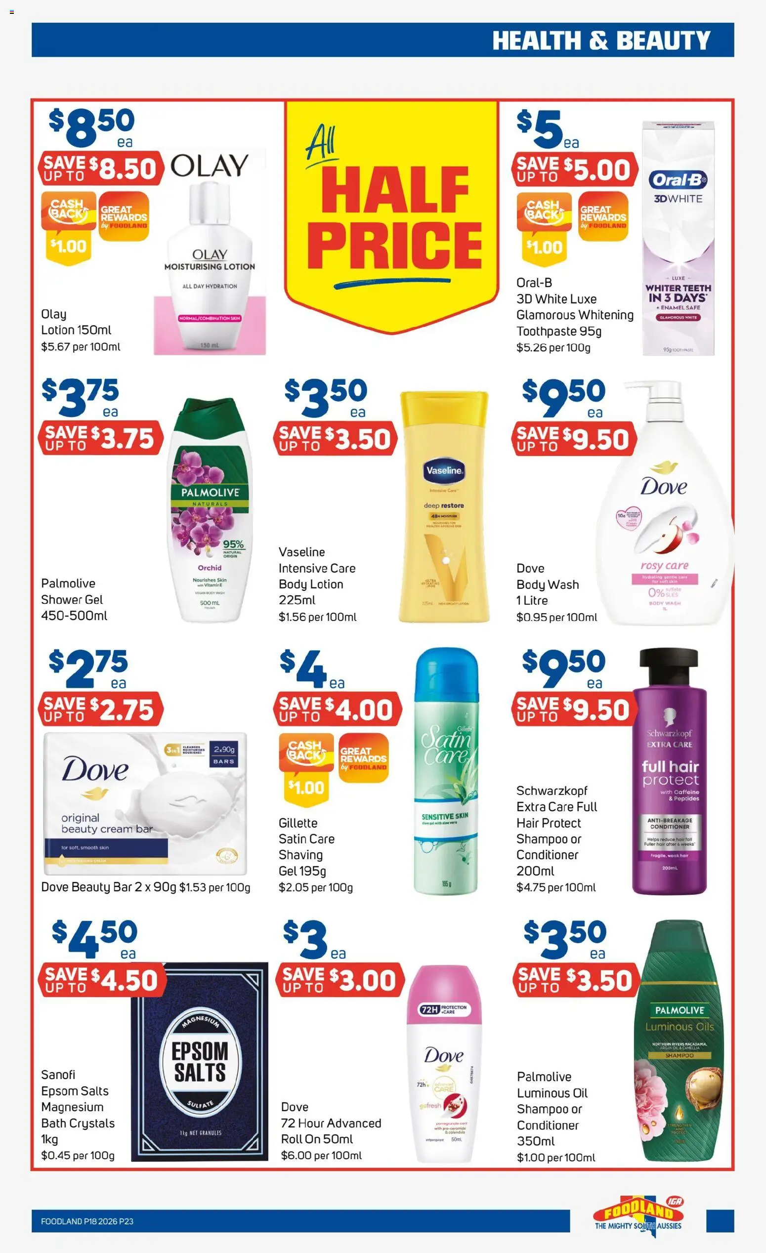 Foodland catalogue - valid from 29.04.2026 | Page: 23 | Products: Shampoo, Lotion, Shower gel, Cream