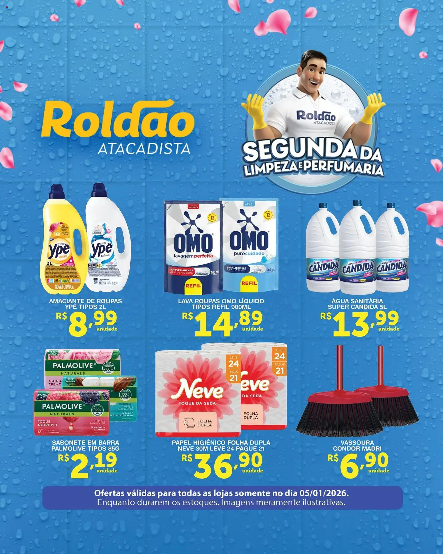 Roldão Folheto - válido de 05.01.2026 | Página: 1 | Produtos: Sabonete, Omo líquido, Amaciante, Vassoura