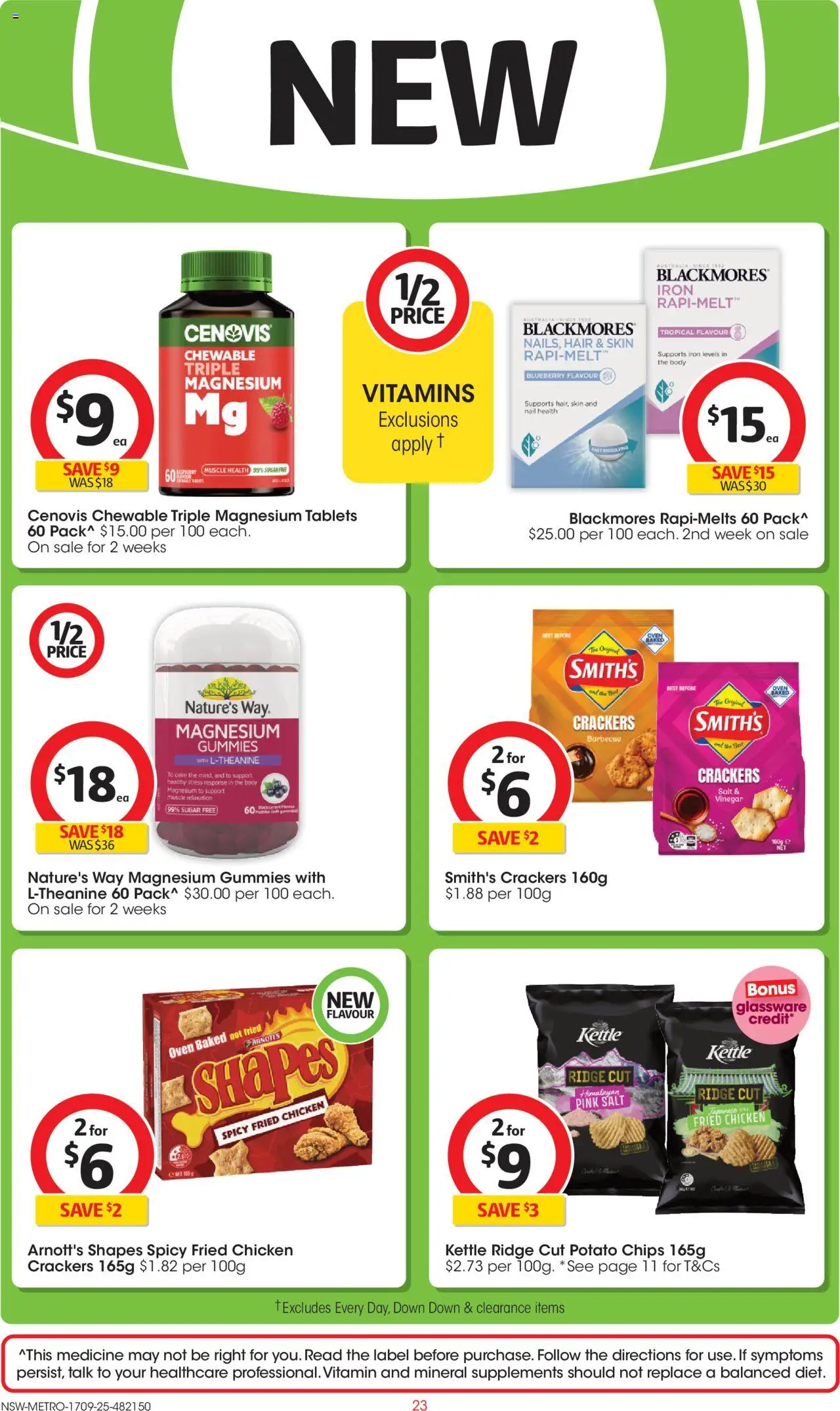 Coles catalogue - valid from 17.09.2025 | Page: 23 | Products: Crackers, Vinegar, Iron, Tablets