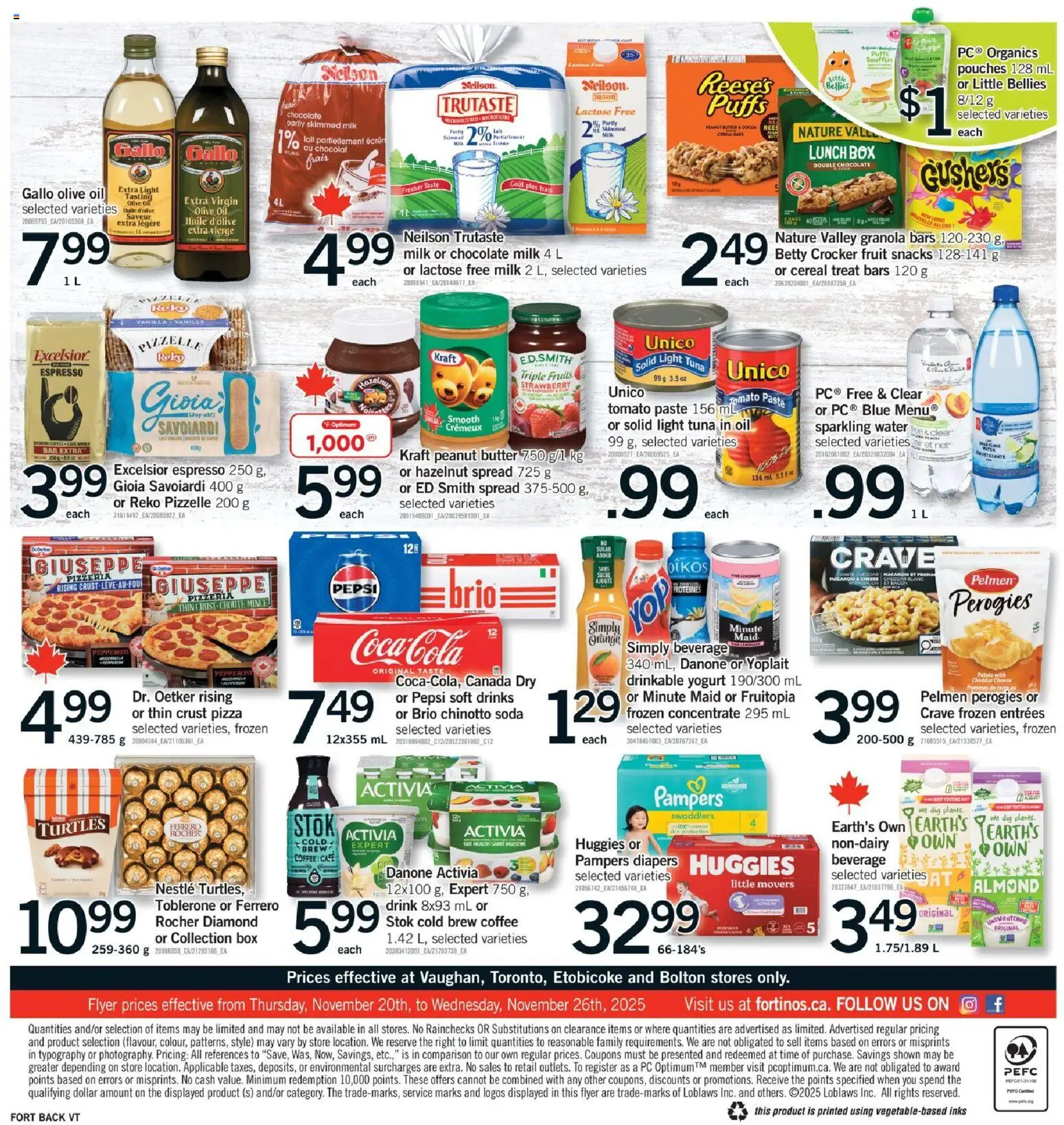 Fortinos flyer valid from 20.11.2025 | Page: 2 | Products: PC, Cheese, Oil, Chocolate