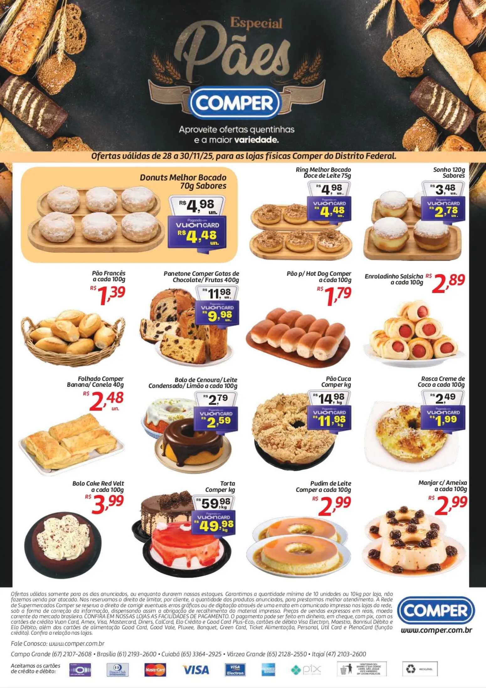 Comper Folheto - válido de 28.11.2025 | Página: 1 | Produtos: Salsicha, Canela, Pão francês, Panetone