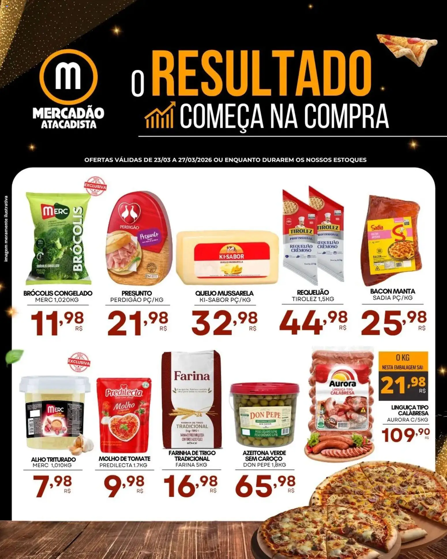 Mercadão Atacadista Folheto - válido de 23.03.2026 | Página: 1 | Produtos: Molho de tomate, Linguiça, Queijo, Mussarela