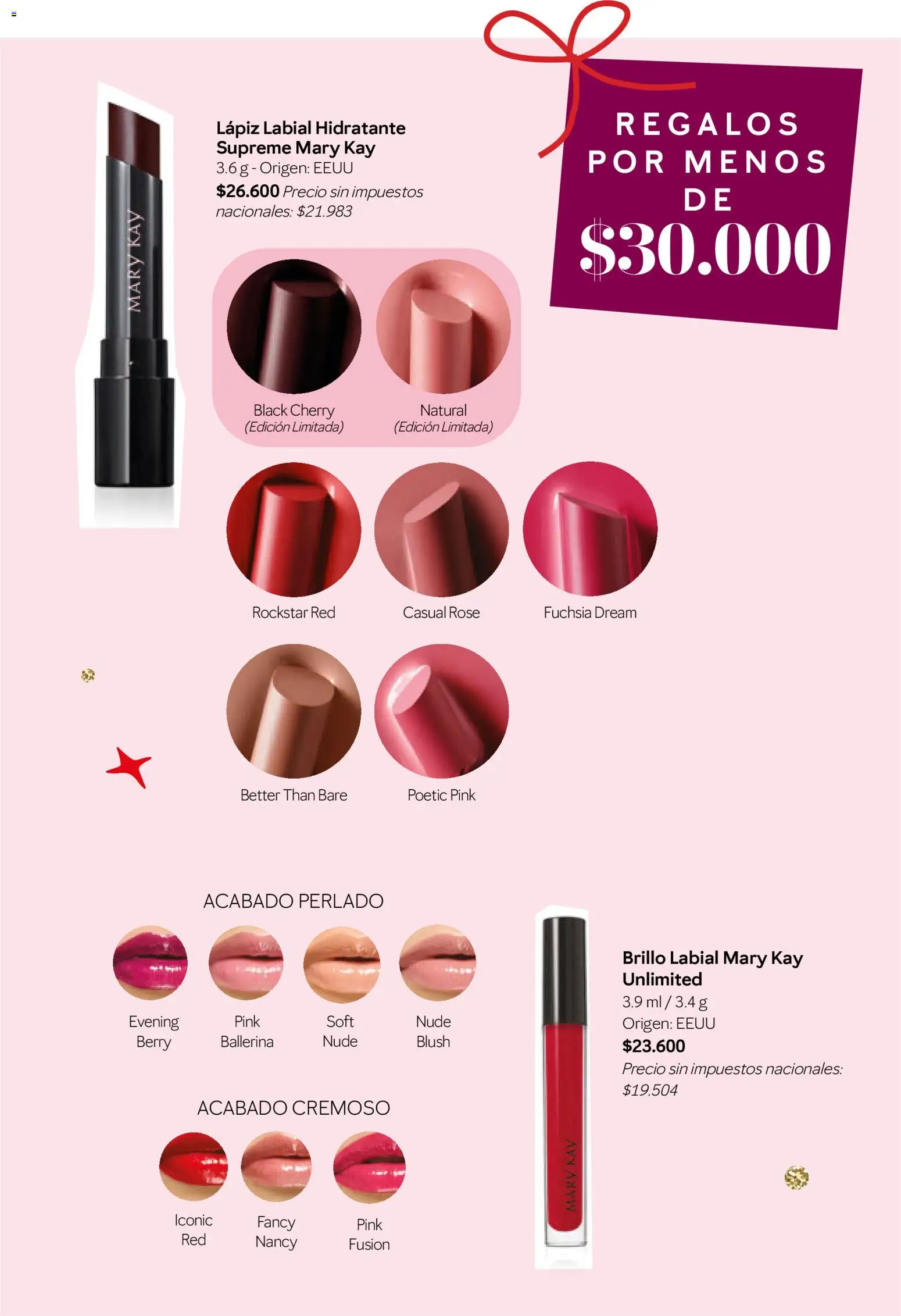Mary Kay catálogo │ válido desde el 01.11.2025 | Página: 18 | Productos: Lápiz labial, Brillo