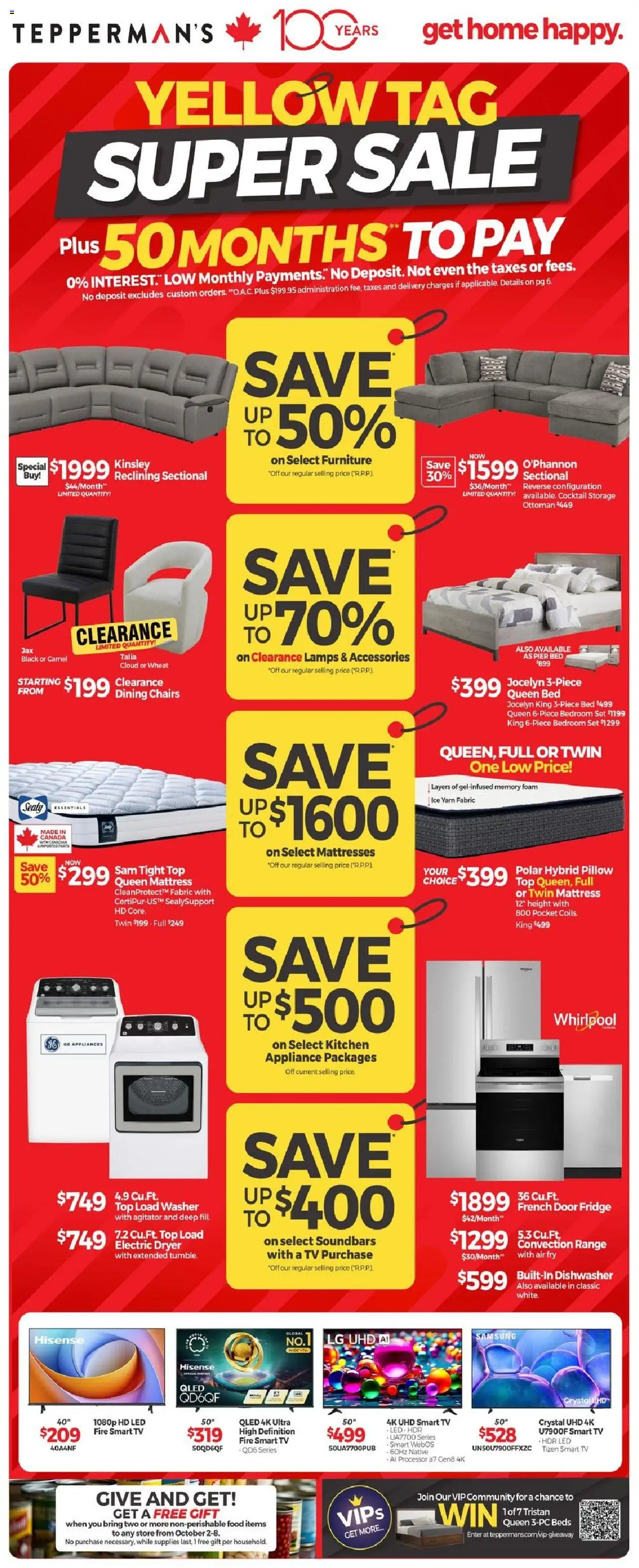 Tepperman's flyer valid from 02.10.2025 | Page: 5 | Products: Tv, Dryer, Bed, Pillow