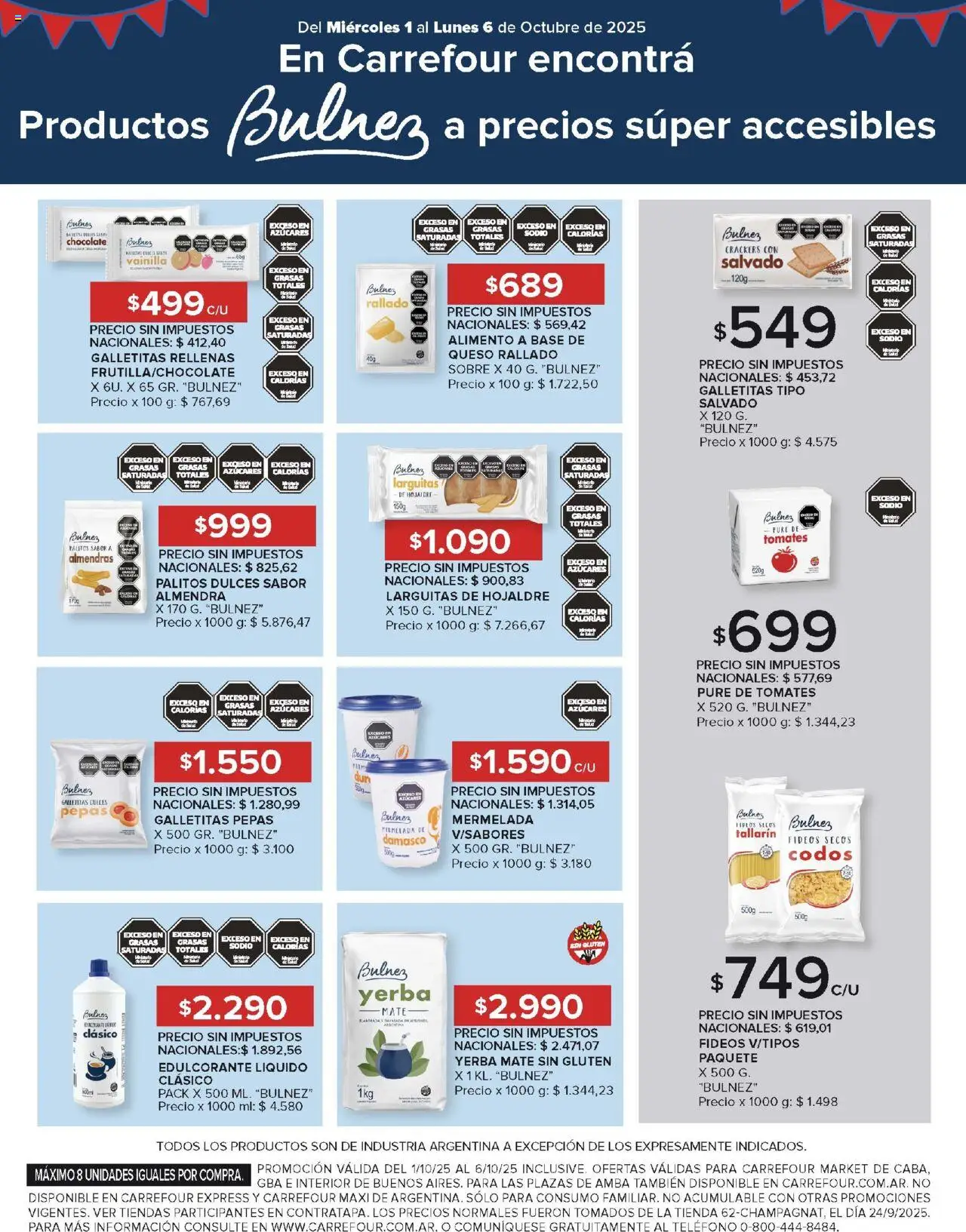 Carrefour ofertas │ válido desde el 01.10.2025 | Página: 48 | Productos: Galletitas, Yerba, Edulcorante, Fideos