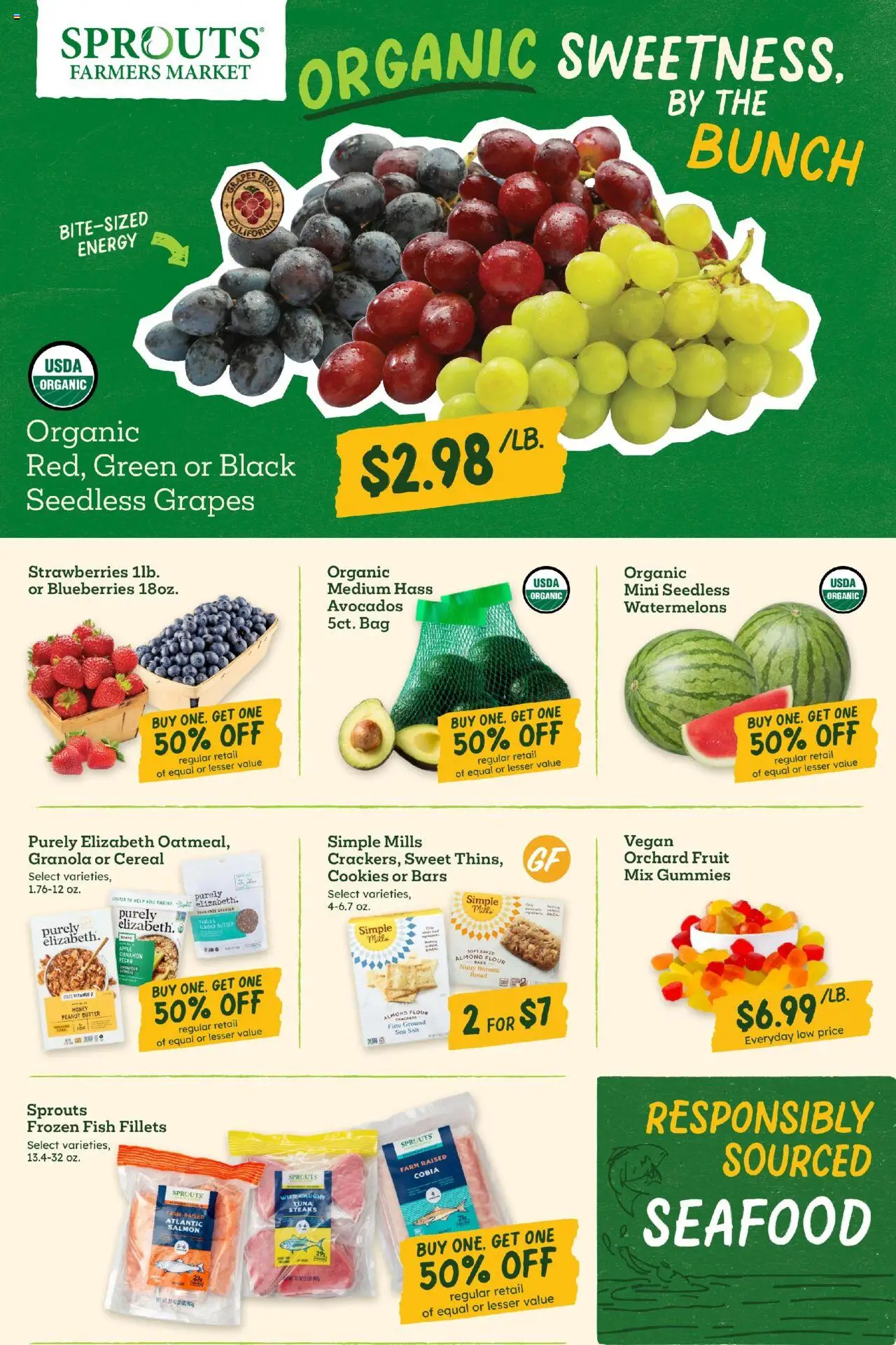 Sprouts Weekly Ad - valid from 13.08.2025 | Page: 1 | Products: Butter, Strawberries, Salt, Grapes