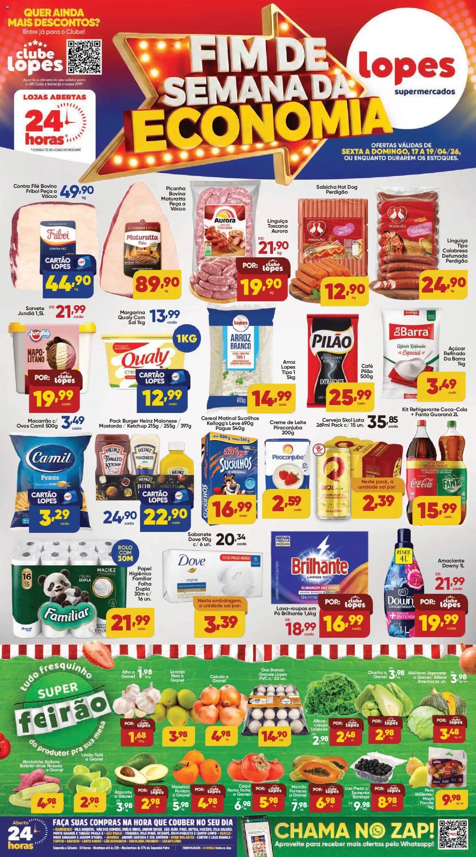 Lopes Supermercados Folheto - válido de 17.04.2026 | Página: 1 | Produtos: Pó, Fanta, Carne, Maionese