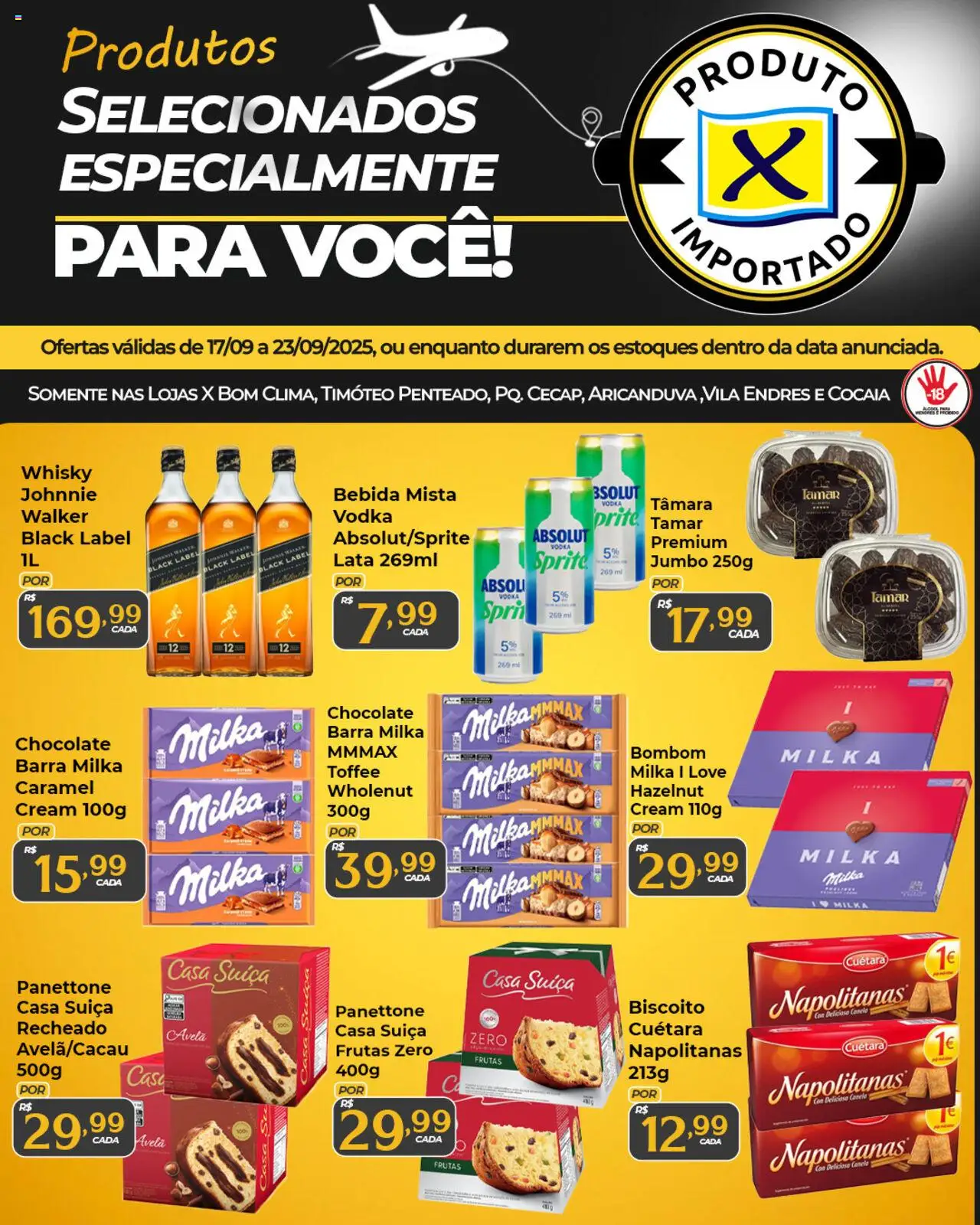 X Supermercados Folheto - válido de 17.09.2025 | Página: 1 | Produtos: Biscoito, Vodka, Canela, Avelã