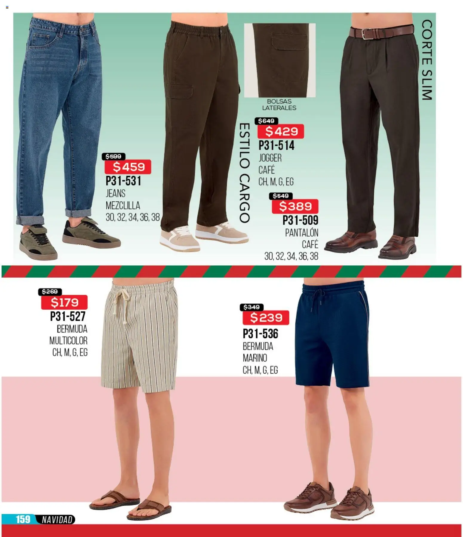 Nuevas ofertas de Cklass válidas en toda la República Mexicana desde el 30.11.2025. ¡Encuentra las mejores ofertas en Cklass catálogo Rebajas Navideñas Ropa! | Página: 160 | Productos: Café, Bermuda