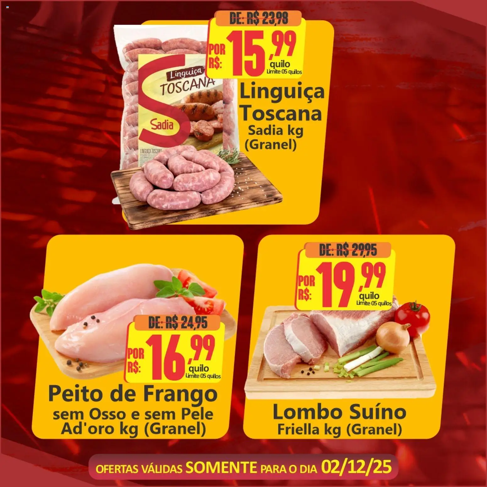 Big Supermercados Folheto - válido de 02.12.2025 | Página: 3 | Produtos: Linguiça, Lombo, Frango, Peito de frango