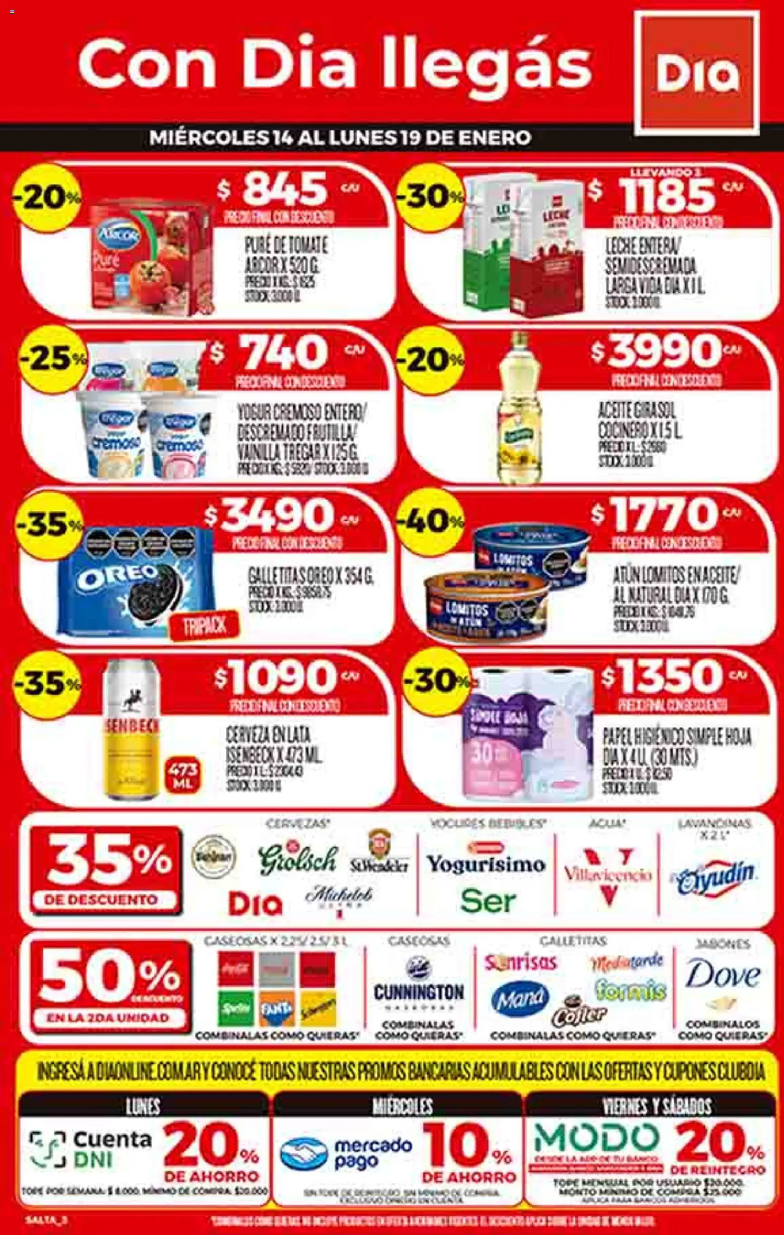 Dia - Ofertas - Salta y Jujuy │ válido desde el 14.01.2026 | Página: 1 | Productos: Frutilla, Atún, Leche, Pure de Tomate
