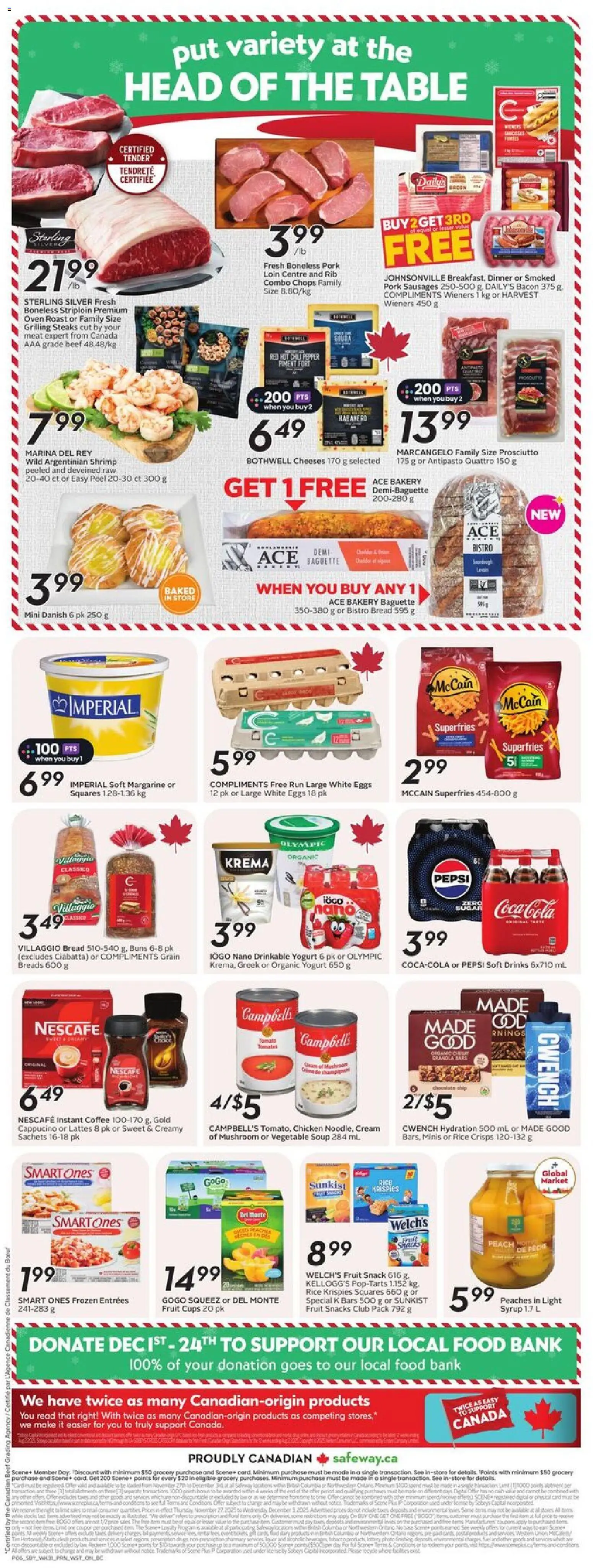 Safeway flyer valid from 27.11.2025 | Page: 4 | Products: Rice, Bread, Coffee, Chocolate