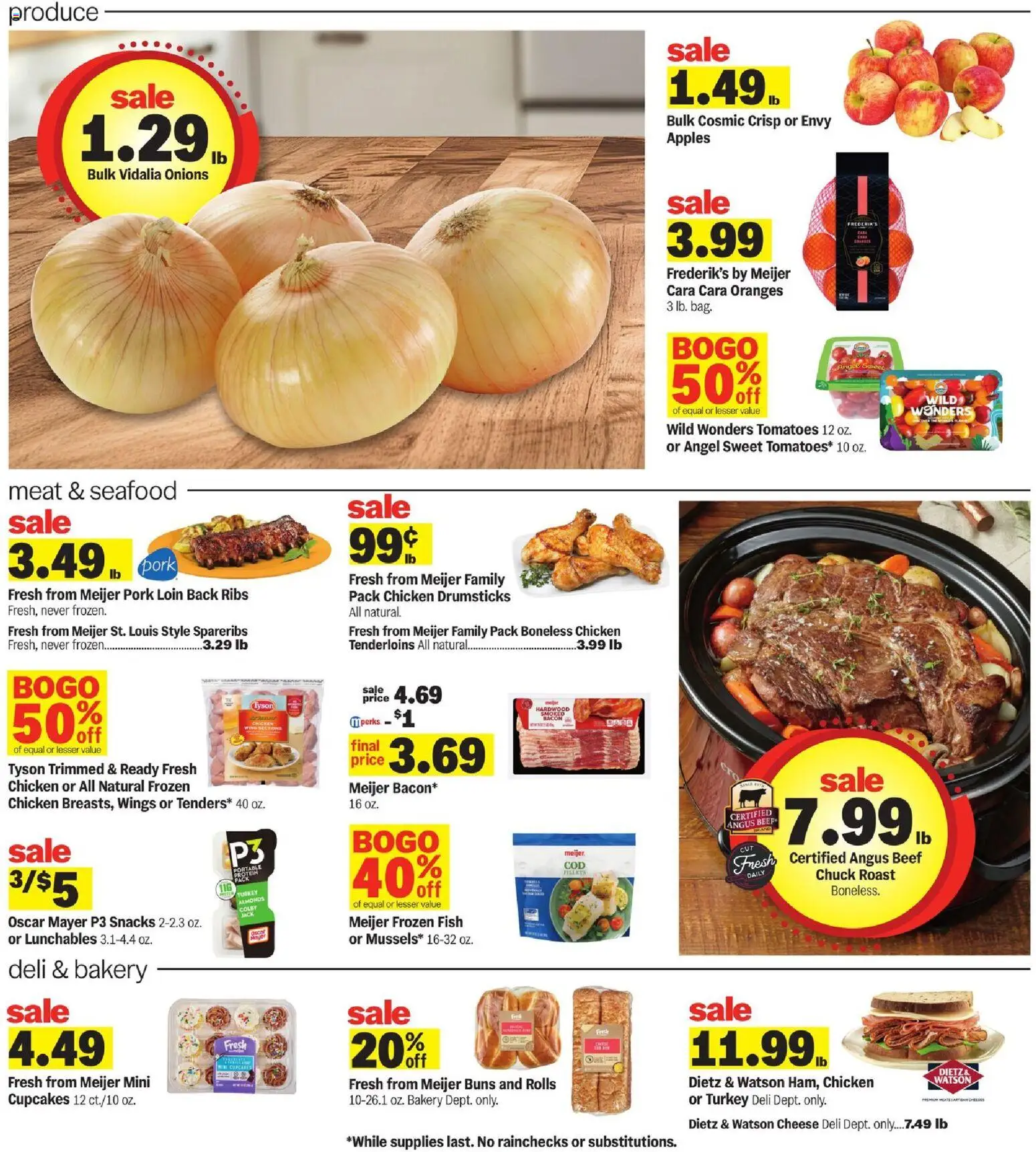 Meijer Weekly Ad - MI - valid from 22.04.2026 | Page: 2 | Products: Bakery, Cheese, Tomatoes, Beef