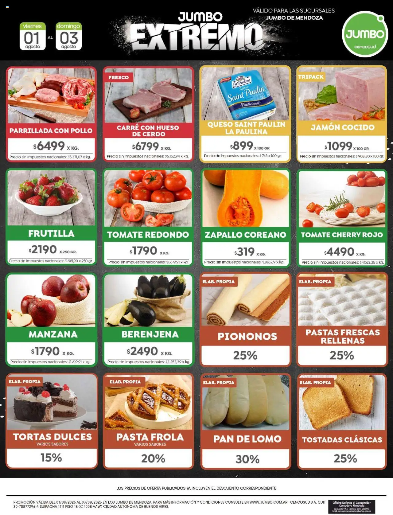 Jumbo ofertas - Mendoza │ válido desde el 31.07.2025 | Página: 7 | Productos: Zapallo, Tomate, Queso, Cerdo