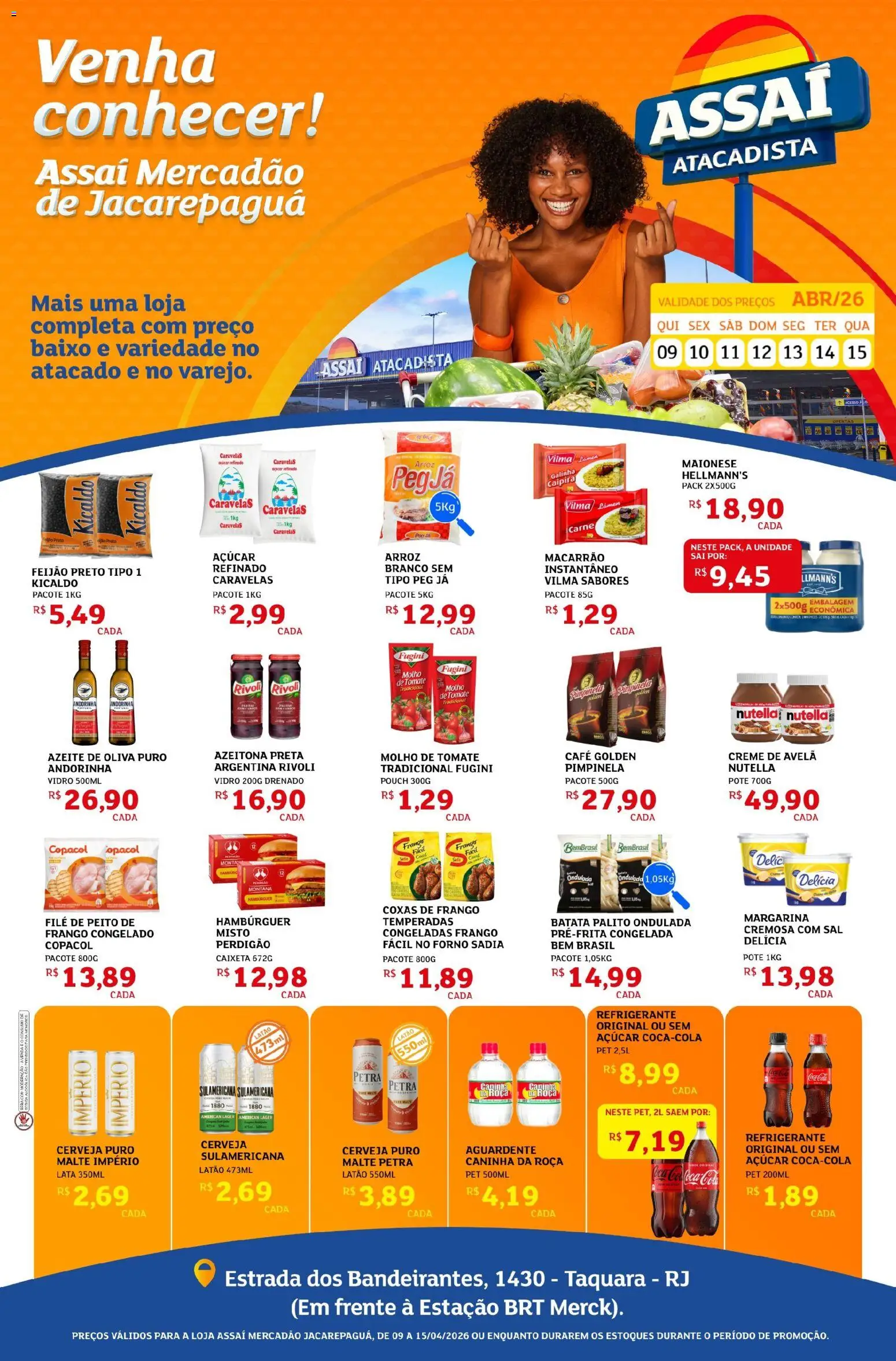 Assaí Atacadista Folheto - válido de 09.04.2026 | Página: 1 | Produtos: Cerveja, Macarrão, Refrigerante, Azeite