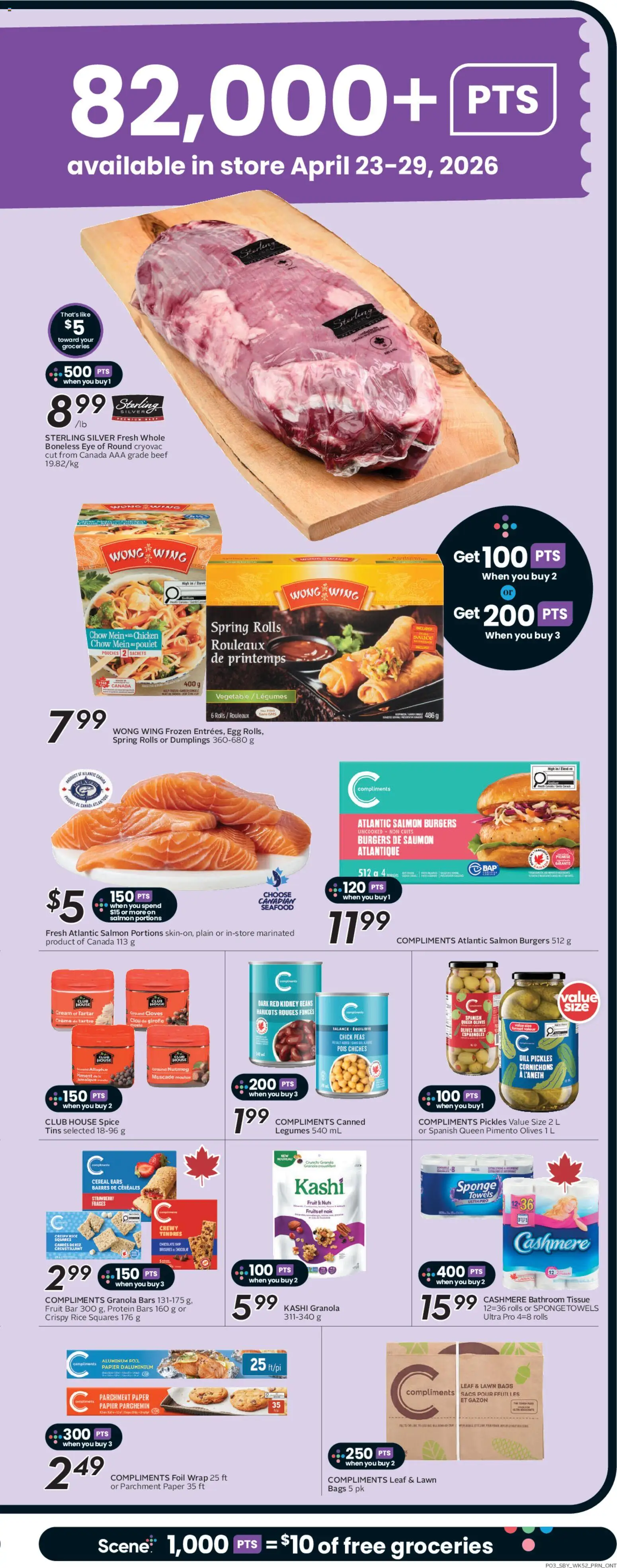 Sobeys flyer valid from 23.04.2026 | Page: 6 | Products: Nuts, Cream, Sponge, Chicken