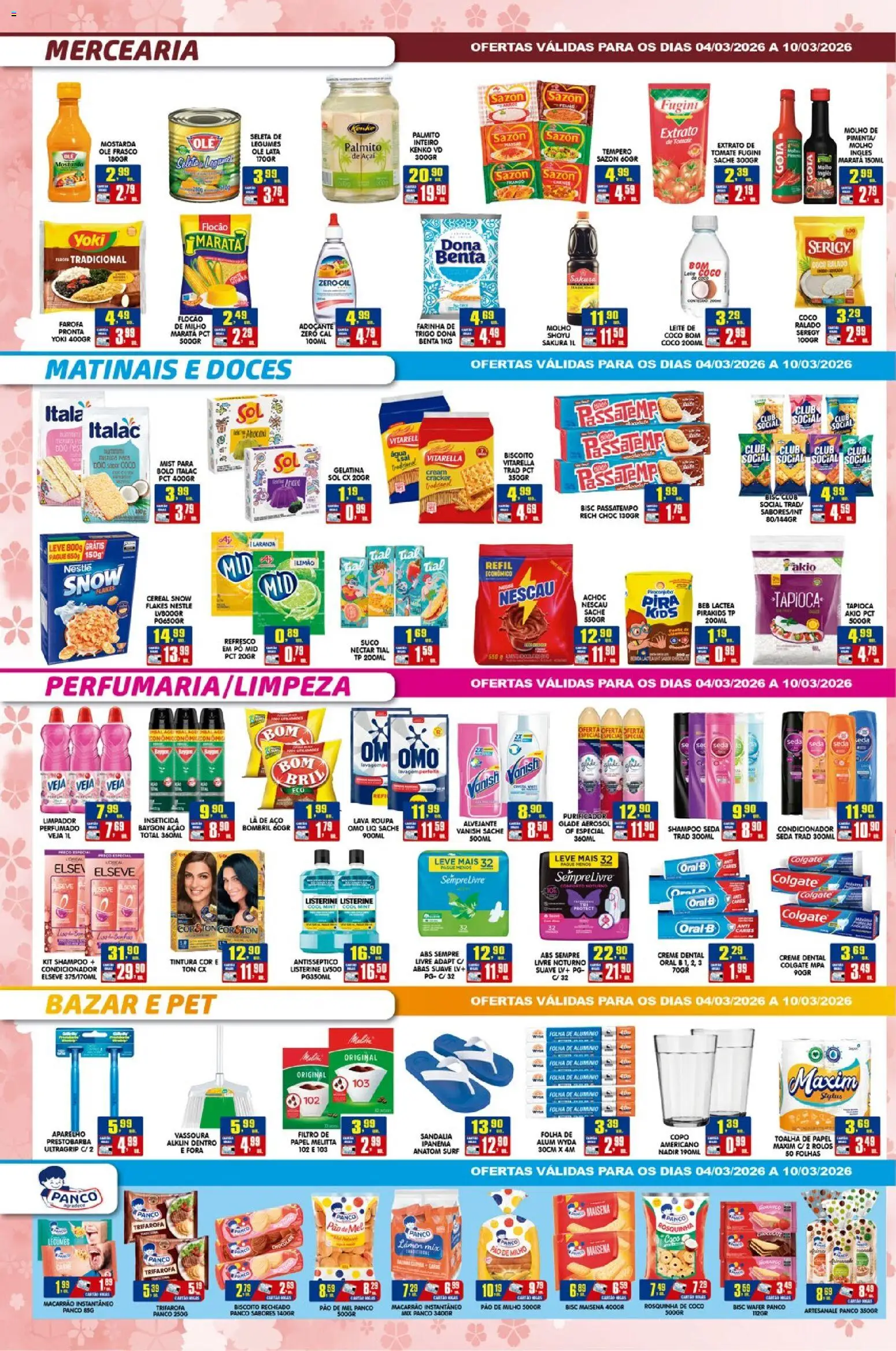 Higa's Supermercado Folheto - válido de 04.03.2026 | Página: 2 | Produtos: Nescau, Pão, Mel, Frango