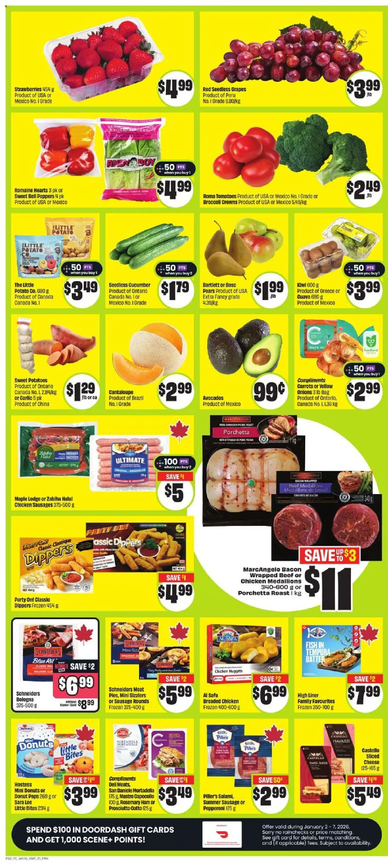 FreshCo flyer valid from 01.01.2026 | Page: 3 | Products: Strawberries, Bag, Salami, Tomatoes