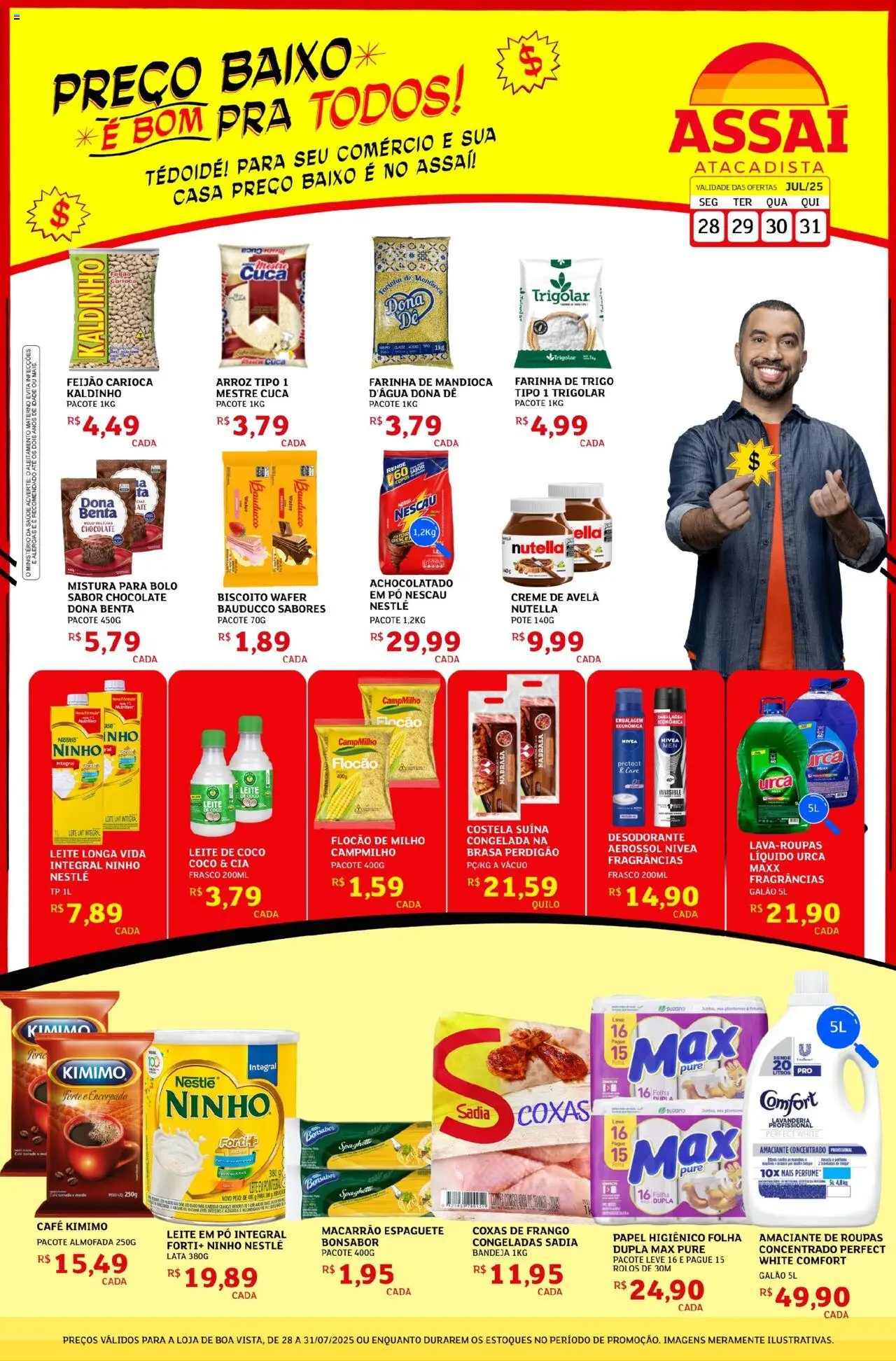 Assaí Atacadista Folheto - válido de 28.07.2025 | Página: 1 | Produtos: Amaciante de roupas, Farinha de mandioca, Bolo, Leite de coco