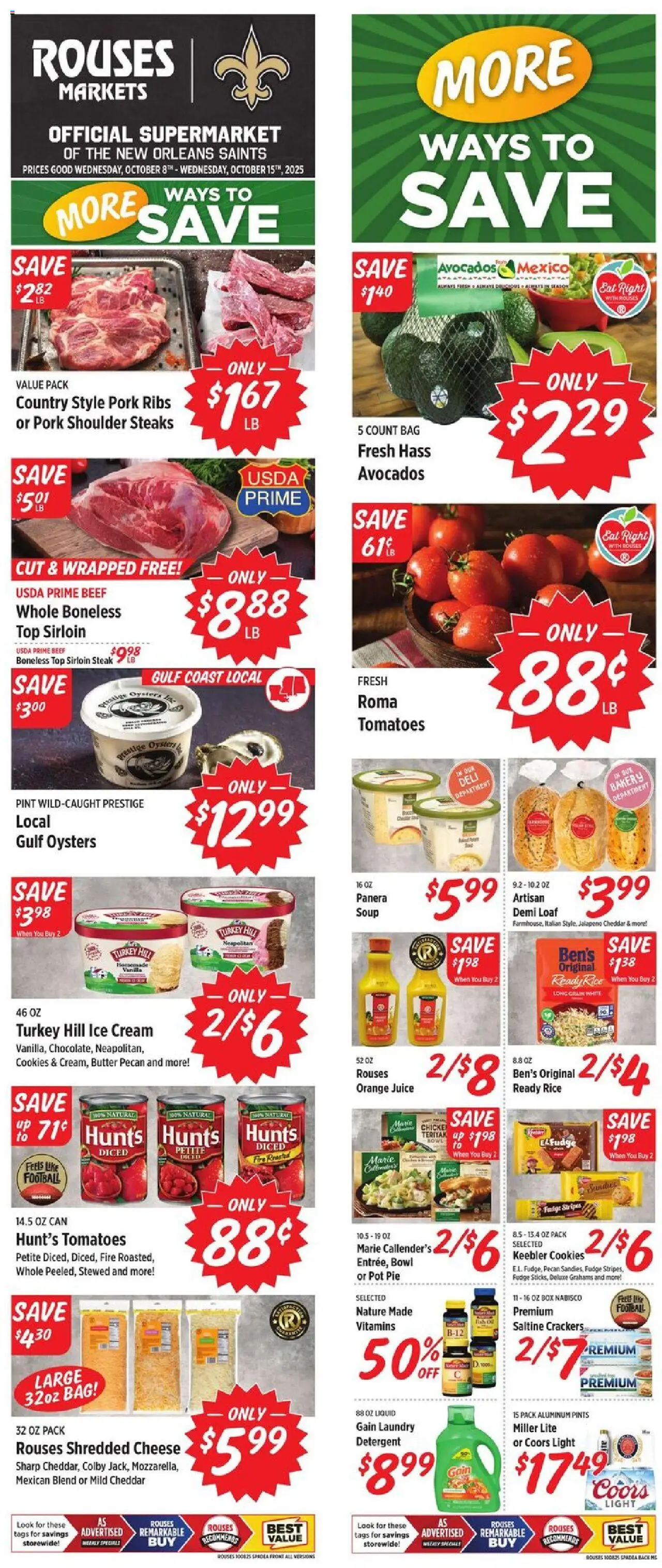Rouses Weekly Ad - MS - valid from 08.10.2025 | Page: 1 | Products: Butter, Cream, Cookies, Bag