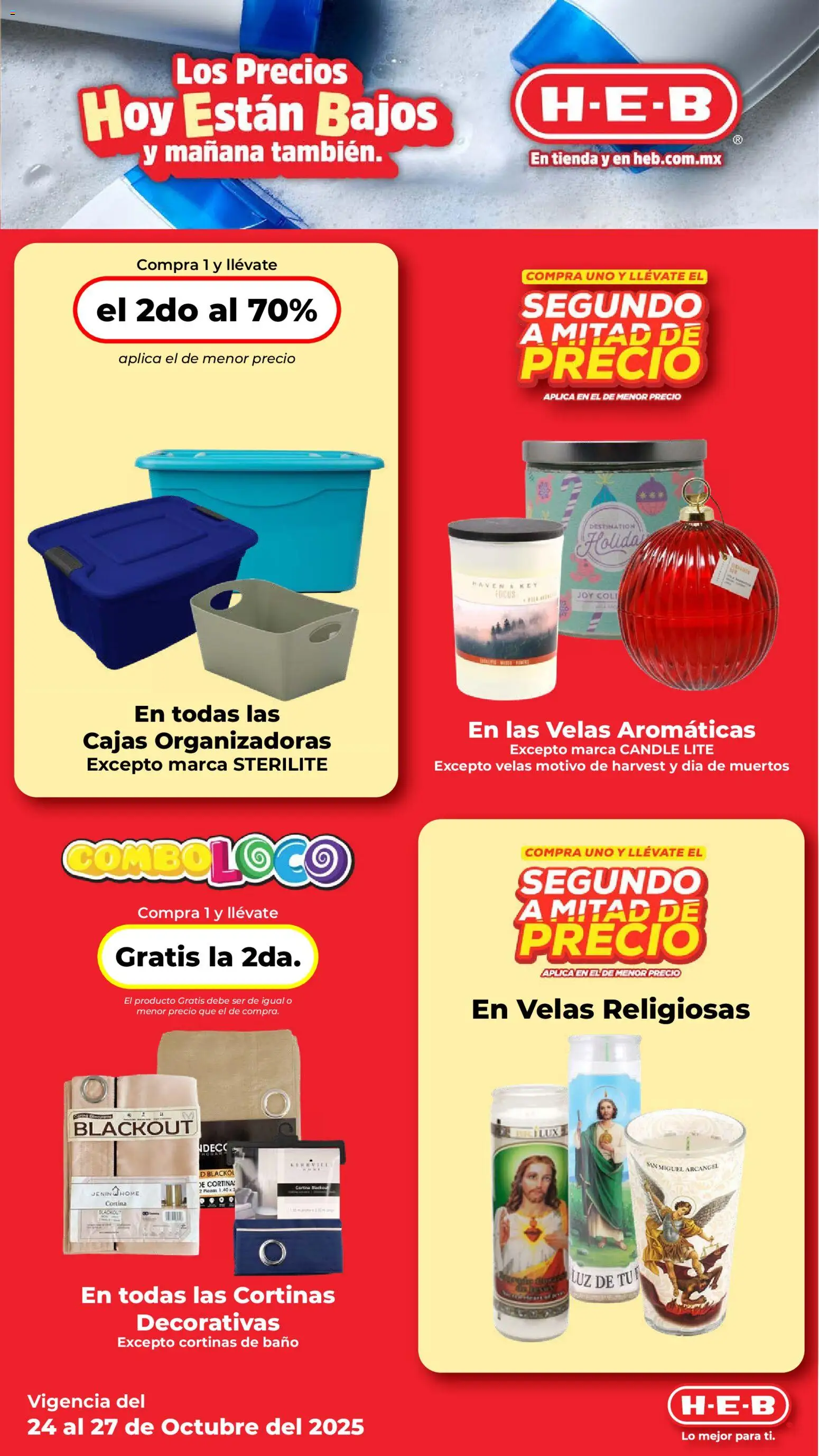 Nuevas ofertas de H-E-B válidas en toda la República Mexicana desde el 24.10.2025. ¡Encuentra las mejores ofertas en H-E-B folleto! | Página: 12 | Productos: Cortinas, Baño, Foco