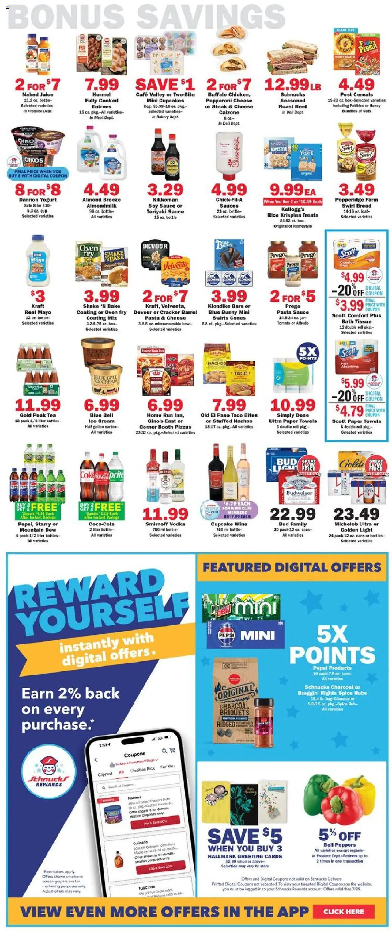 Schnucks Weekly Ad - valid from 23.07.2025 | Page: 5 | Products: Rice, Cereals, Ice cream, Cupcake