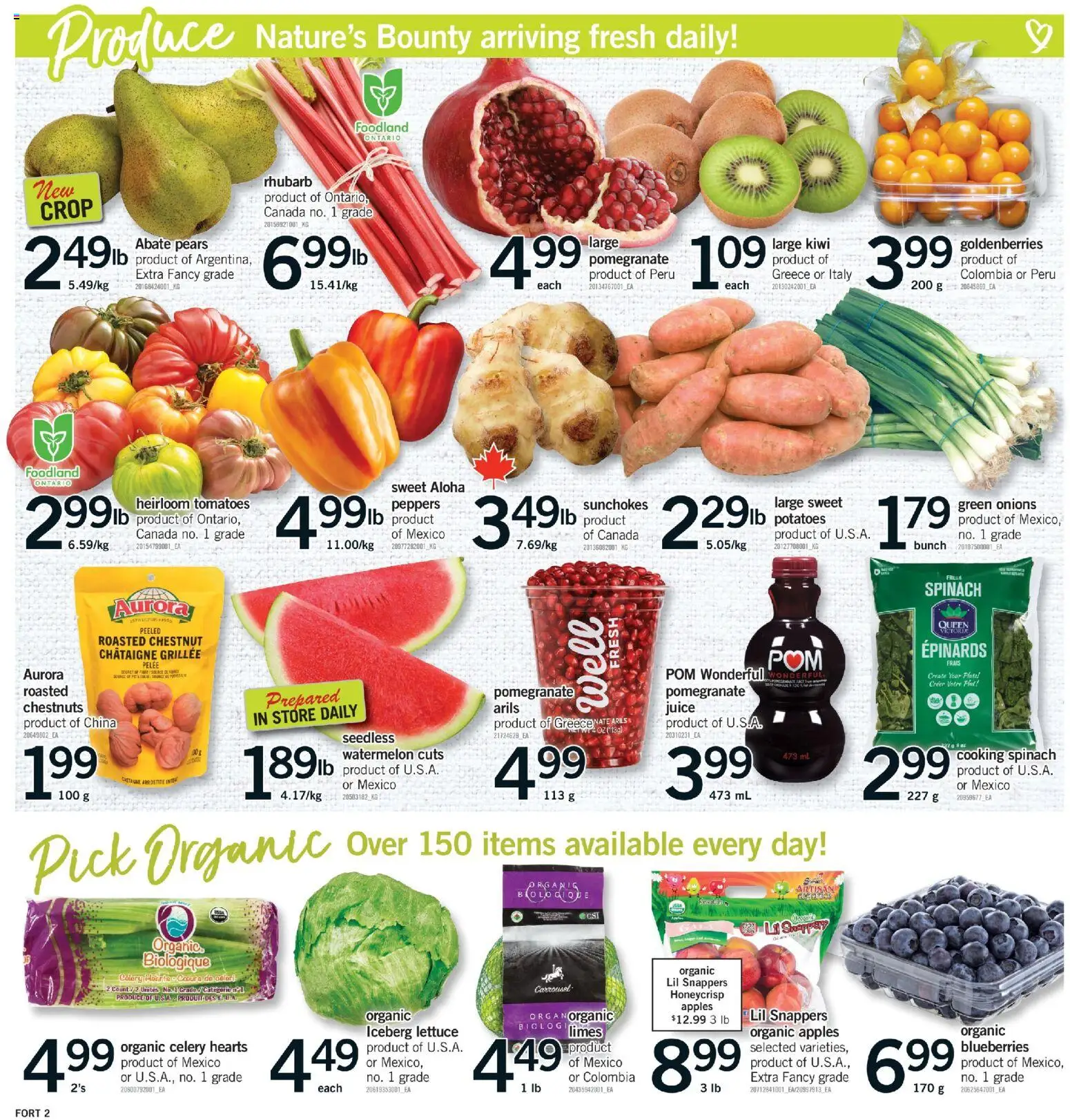 Fortinos flyer valid from 09.04.2026 | Page: 3 | Products: Kiwi, Potatoes, Juice, Tomatoes