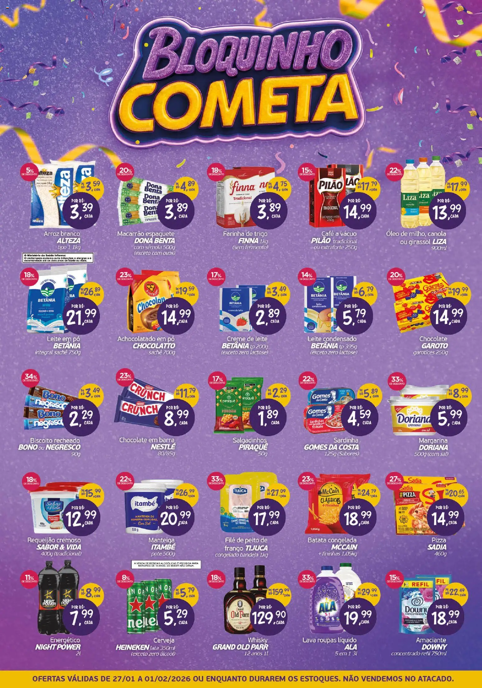 Cometa Supermercados Folheto - válido de 27.01.2026 | Página: 1 | Produtos: Ovos, Heineken, Bandeja, Sardinha