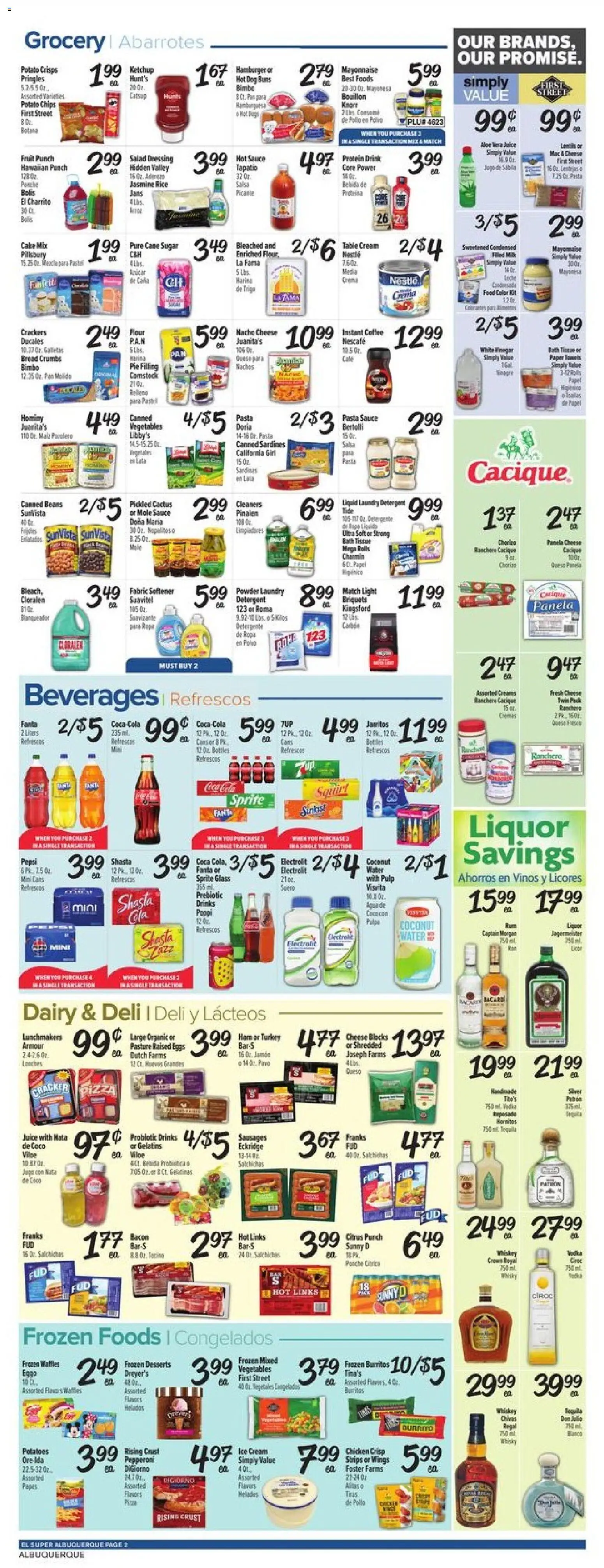 El Super Weekly Ad - NM - valid from 01.04.2026 | Page: 2 | Products: Eggs, Cream, Whiskey, Salad