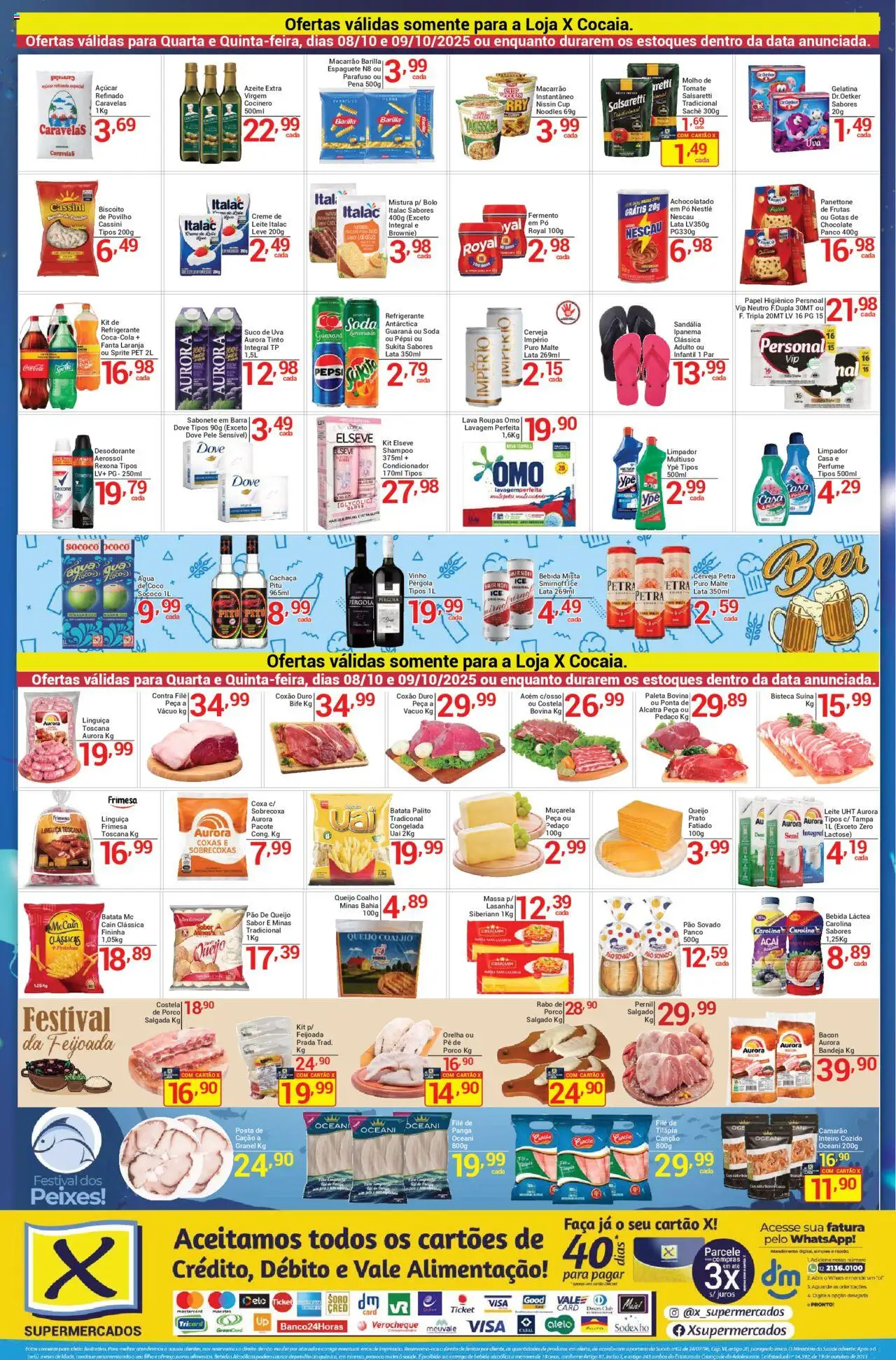 X Supermercados Folheto - válido de 08.10.2025 | Página: 2 | Produtos: Acém, Leite, Creme, Refrigerante