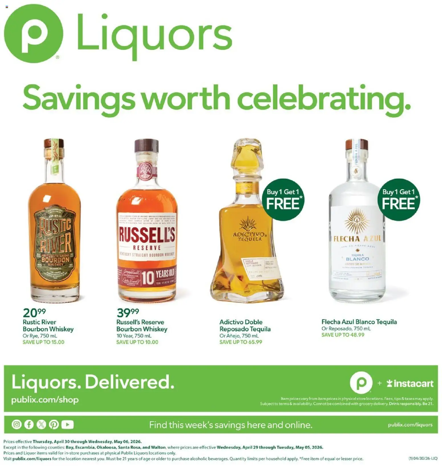 Publix Liquor - valid from 30.04.2026 | Page: 1 | Products: Bourbon, Whiskey