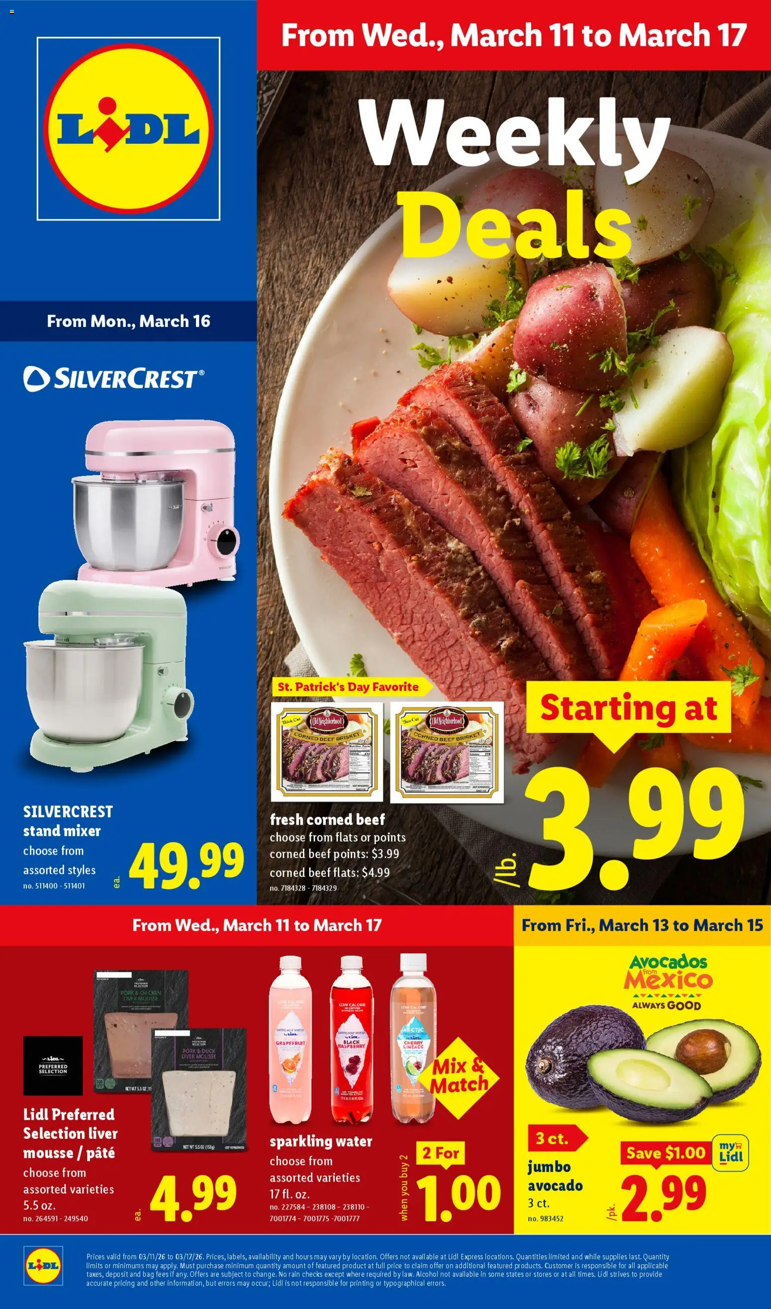 Lidl Weekly Ad - valid from 11.03.2026 | Page: 1 | Products: Pork, Grapefruit, Bag, Mixer