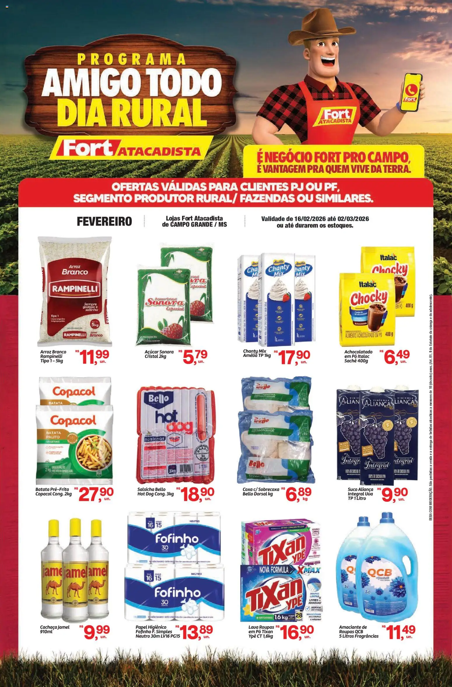 Fort Atacadista Folheto - válido de 16.02.2026 | Página: 1 | Produtos: Pó, Roupas, Açúcar, Amaciante