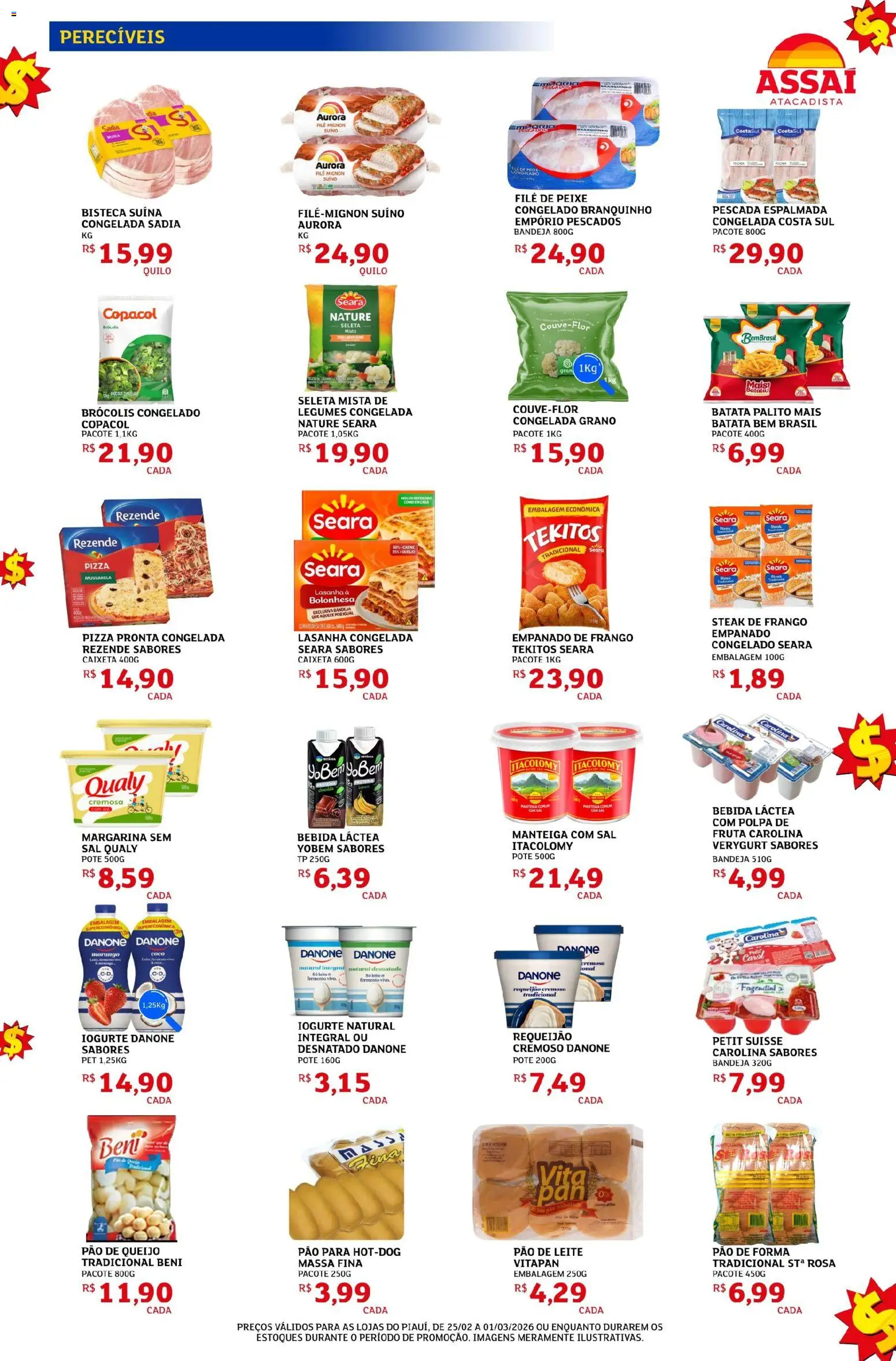 Assaí Atacadista Folheto - válido de 25.02.2026 | Página: 3 | Produtos: Filé mignon, Pão, Lasanha, Bebida