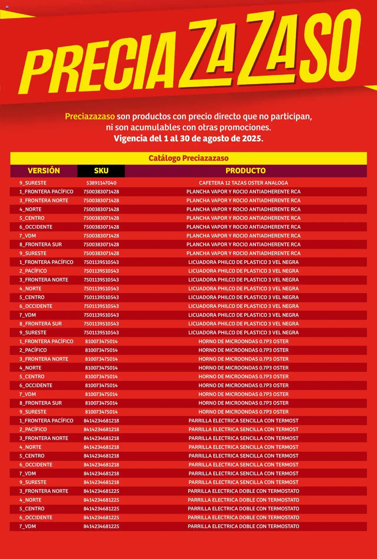 Nuevas ofertas de Soriana válidas en toda la República Mexicana desde el 01.08.2025. ¡Encuentra las mejores ofertas en Soriana - Catálogo Preciazazaso Mercado Nacional! | Página: 197 | Productos: Horno, Licuadora, Parrilla, Cafetera