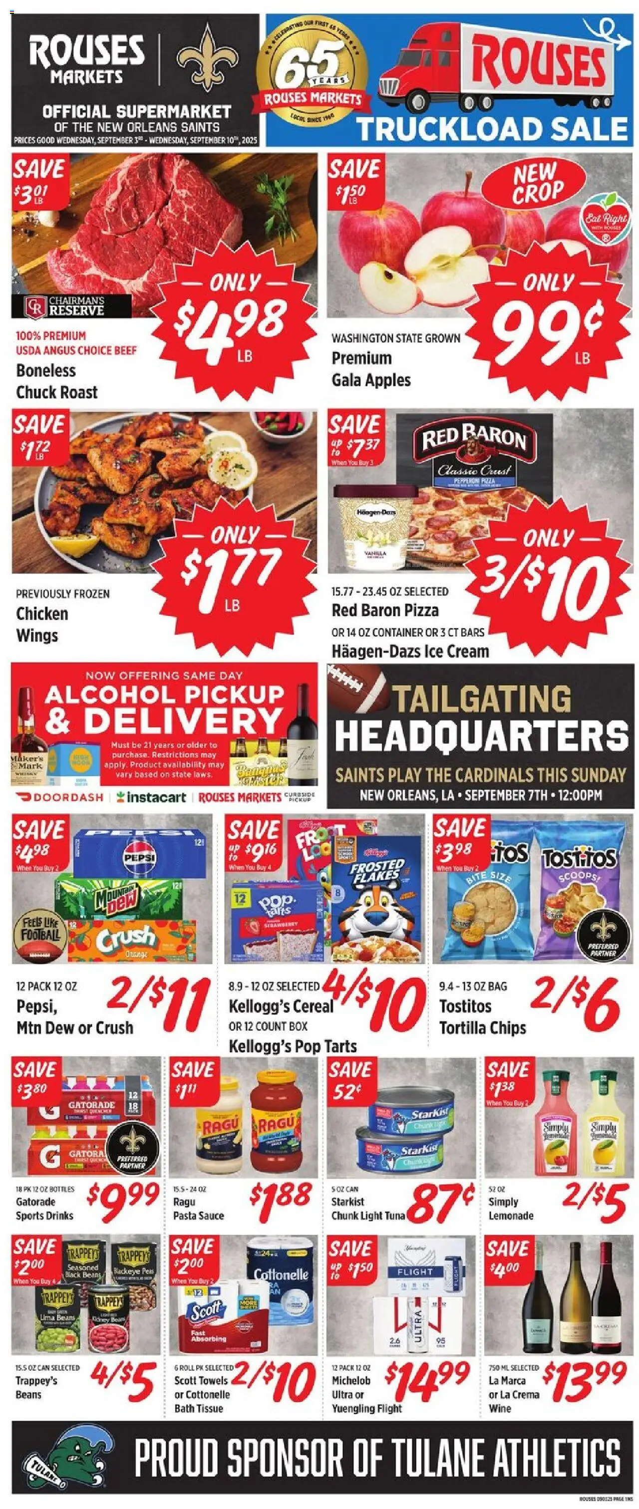Rouses Weekly Ad - valid from 03.09.2025 | Page: 1 | Products: Box, Pizza, Apples, Sauce