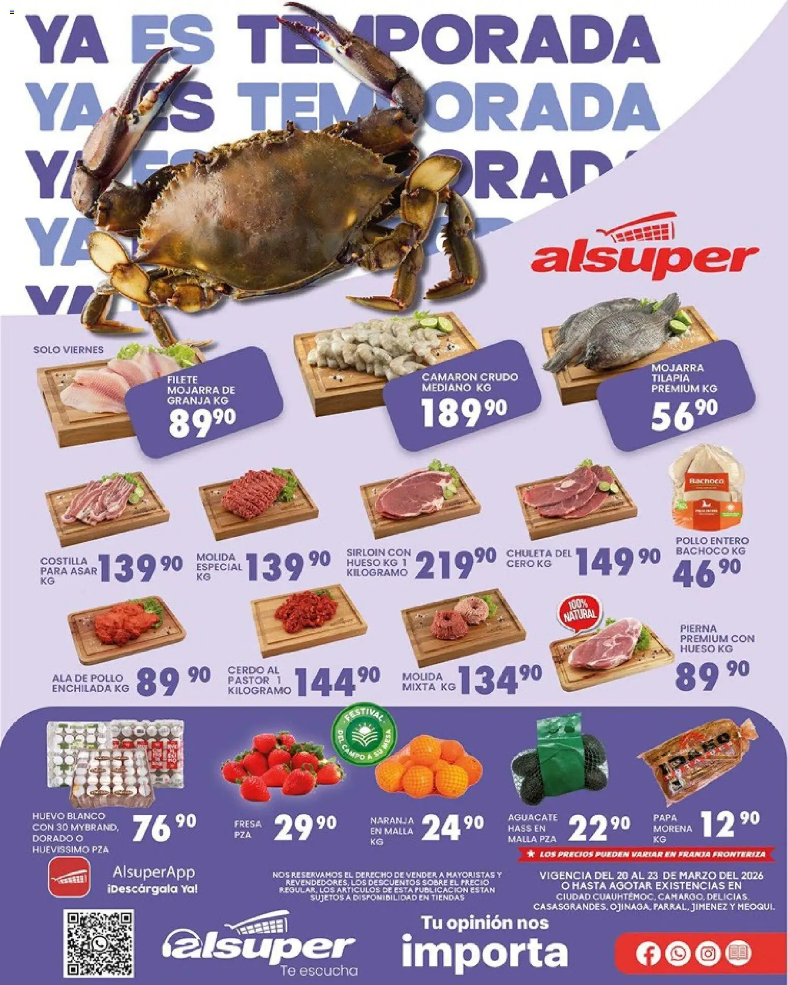 Nuevas ofertas de Alsuper válidas en toda la República Mexicana desde el 21.03.2026. ¡Encuentra las mejores ofertas en Alsuper folleto Casas Grandes! | Página: 1 | Productos: Pollo, Papa, Huevo, Aguacate