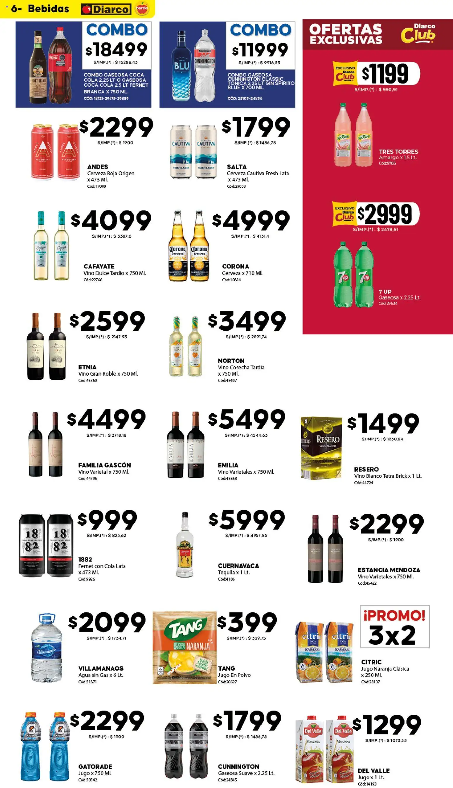 Diarco ofertas BARRIO │ válido desde el 16.03.2026 | Página: 6 | Productos: Gin, Fernet, Agua, Jugo