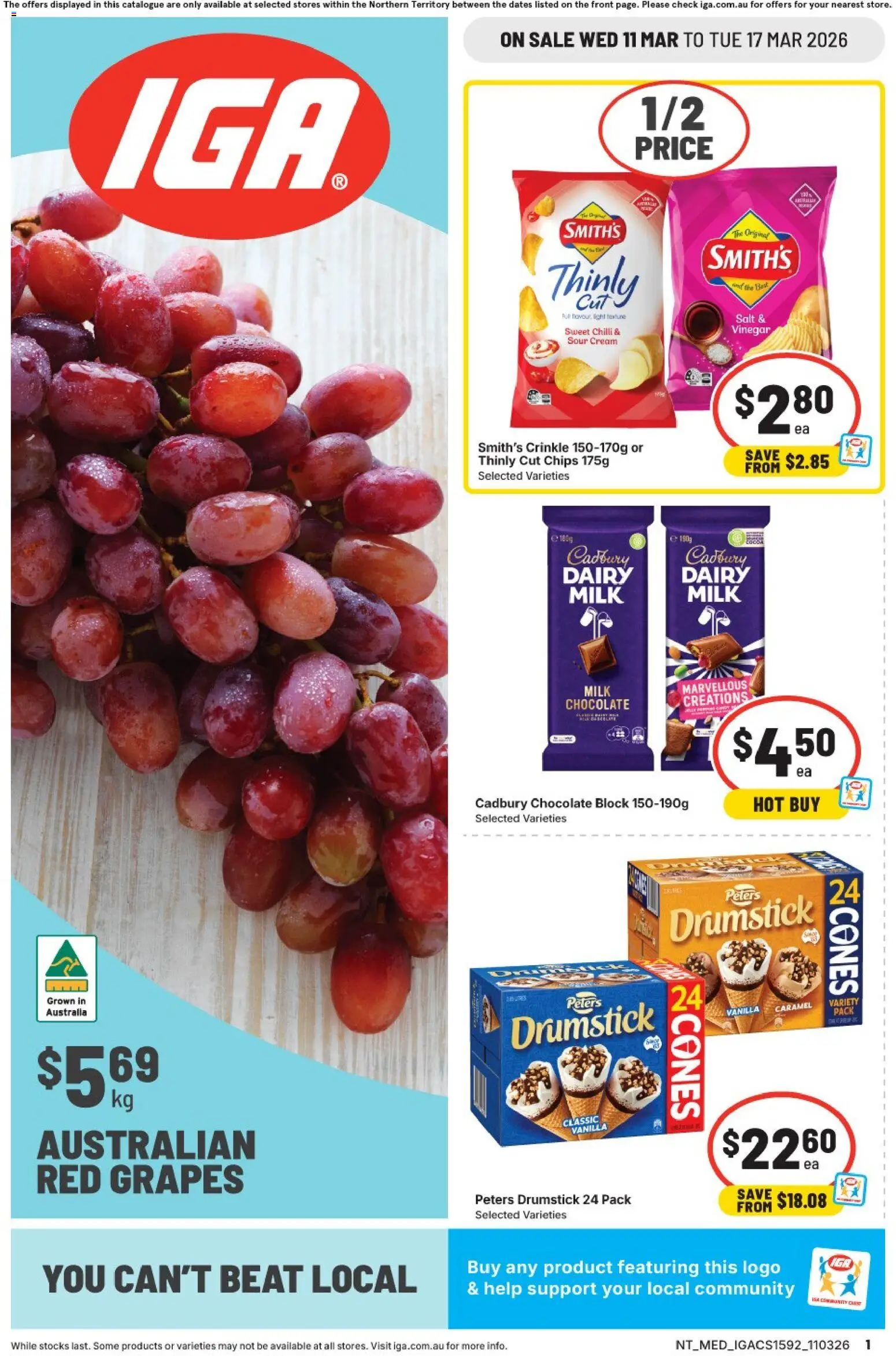 IGA catalogue - valid from 11.03.2026 | Page: 1 | Products: Dairy, Chocolate, Cream, Salt