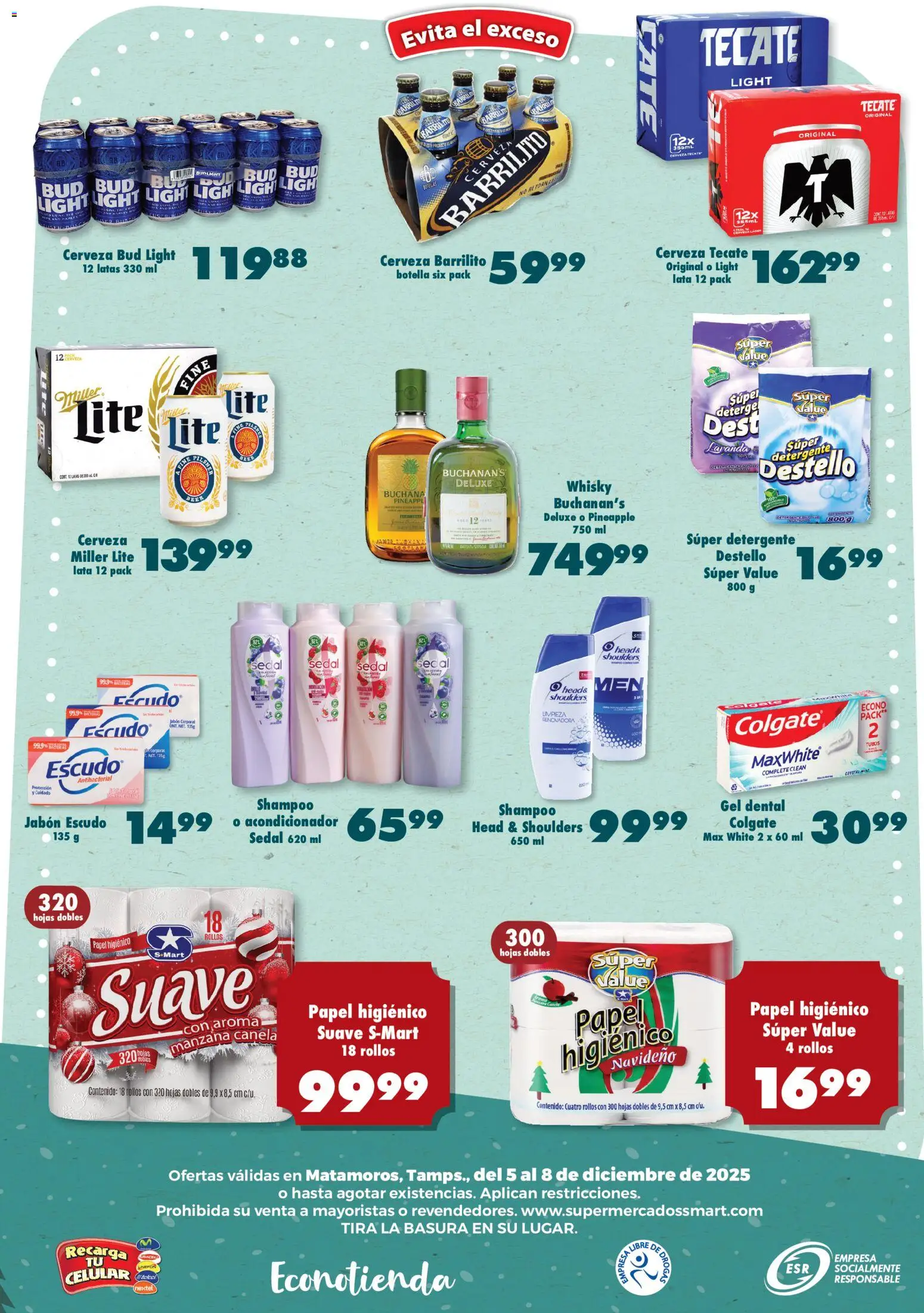 Nuevas ofertas de S-Mart válidas en toda la República Mexicana desde el 05.12.2025. ¡Encuentra las mejores ofertas en S-Mart folleto Matamoros! | Página: 6 | Productos: Manzana, Cerveza, Botella, Jabón