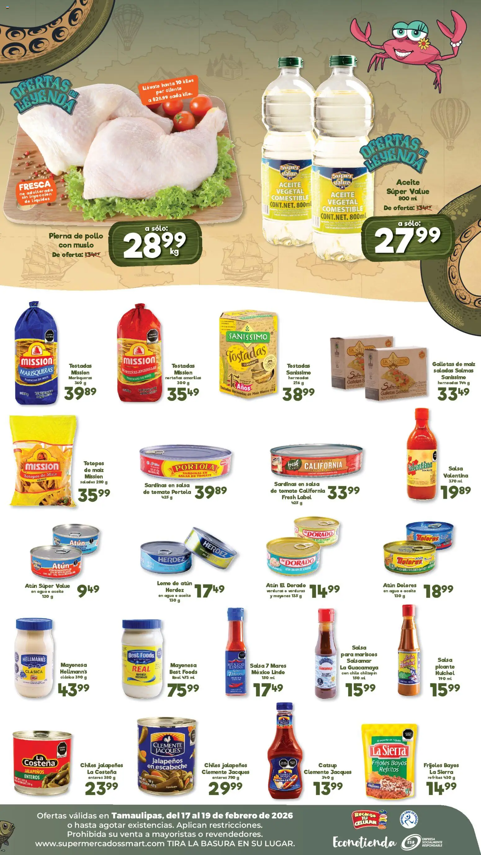 Nuevas ofertas de S-Mart válidas en toda la República Mexicana desde el 17.02.2026. ¡Encuentra las mejores ofertas en S-Mart folleto Ofertas de feria Nuevo Laredo! | Página: 2 | Productos: Pollo, Maíz, Aceite, Catsup
